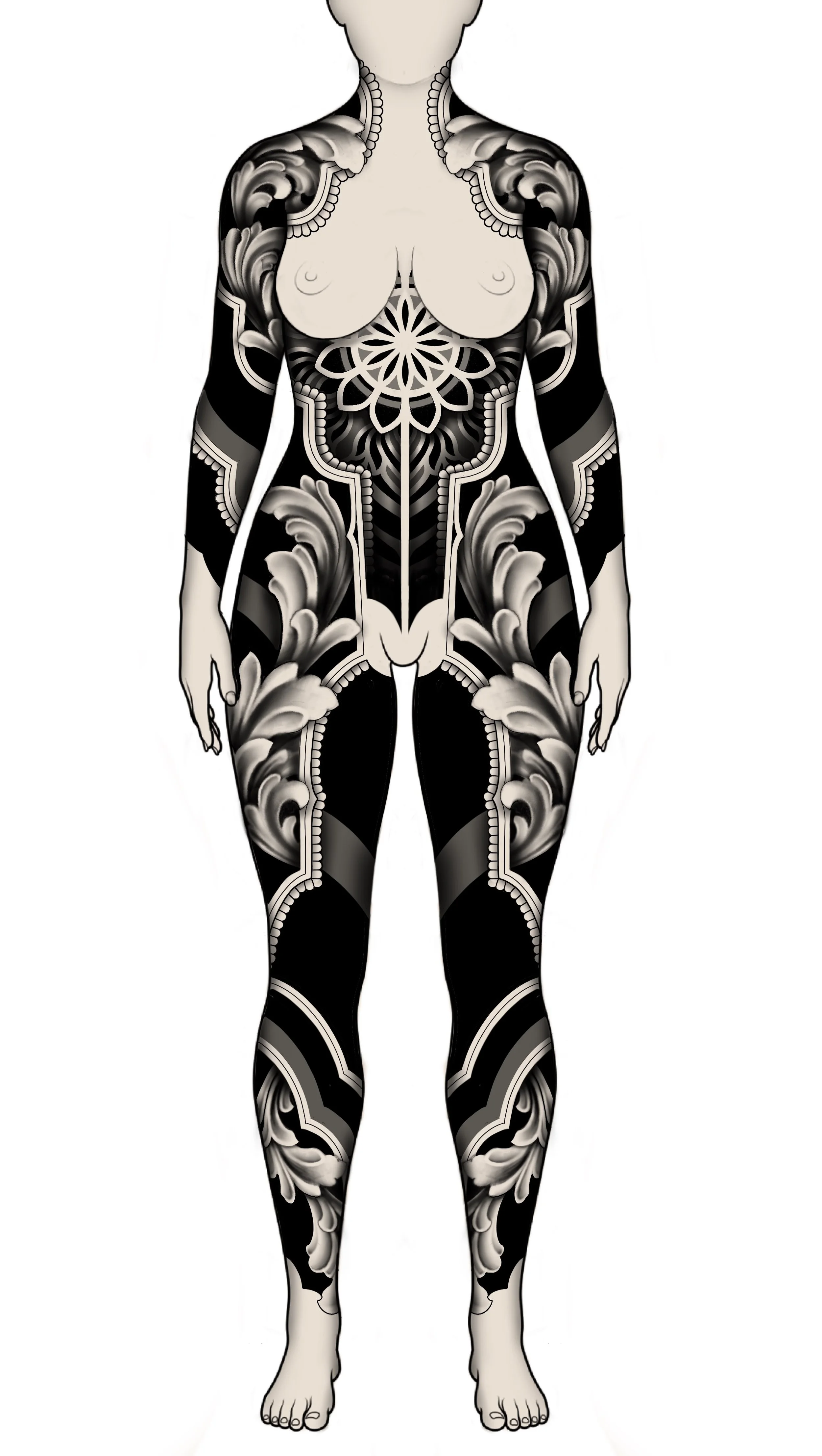 Full geometric / ornamental body suit tattoo. To be tattooed in Braunton, north Devon, uk 🇬🇧