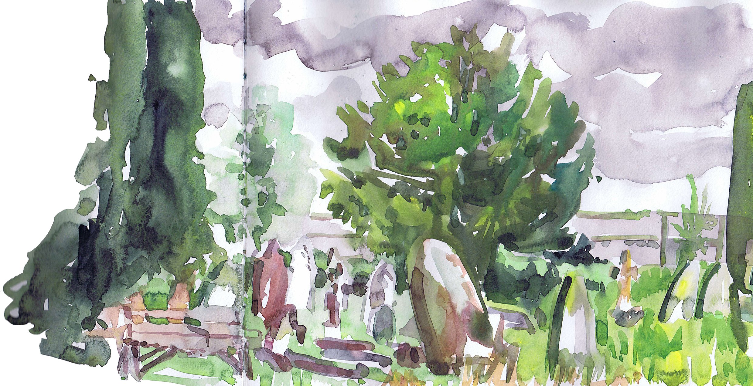 Newtown Road Cemetery - watercolour
