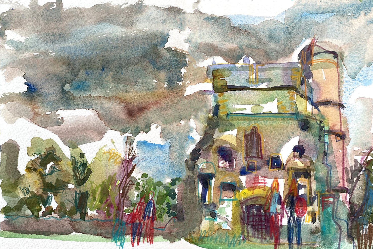 Donnington Castle - watercolour and pencil