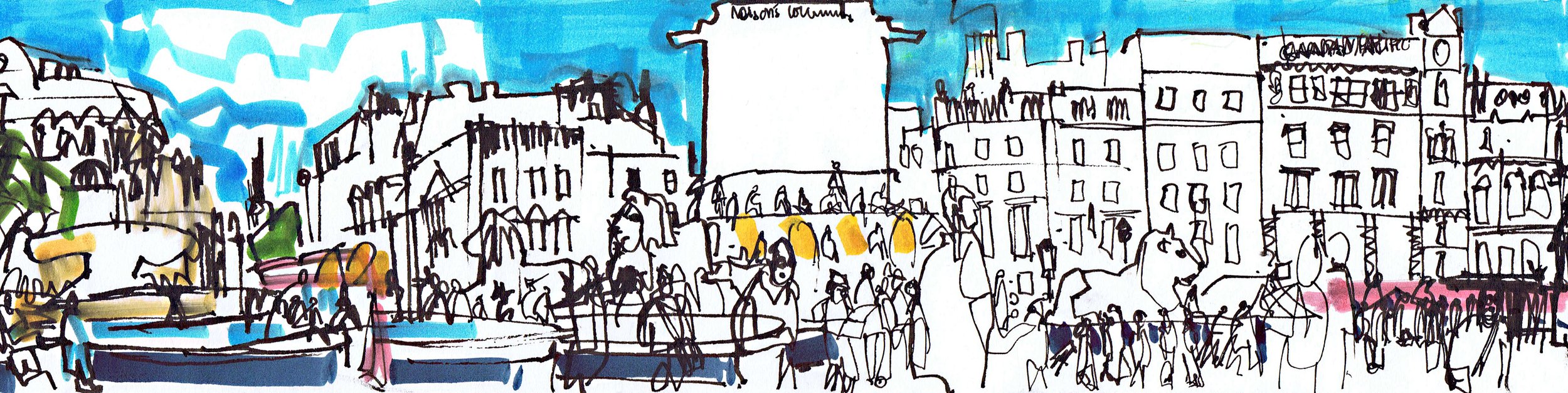 Trafalgar Square (detail) - marker pens