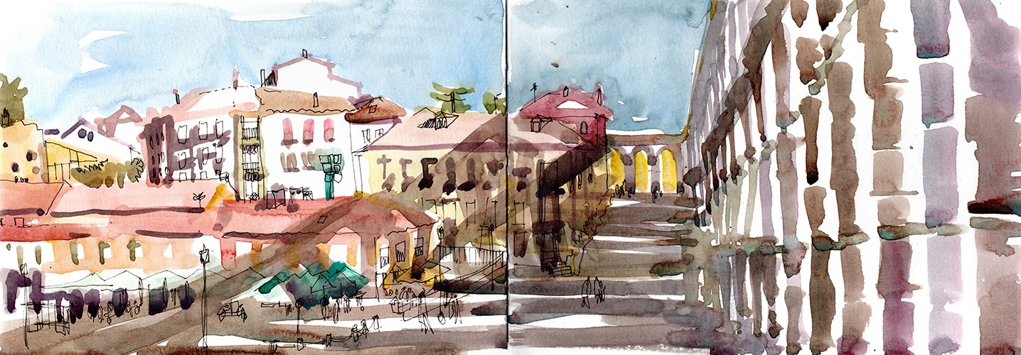 Azoguejo (Segovia) - watercolour