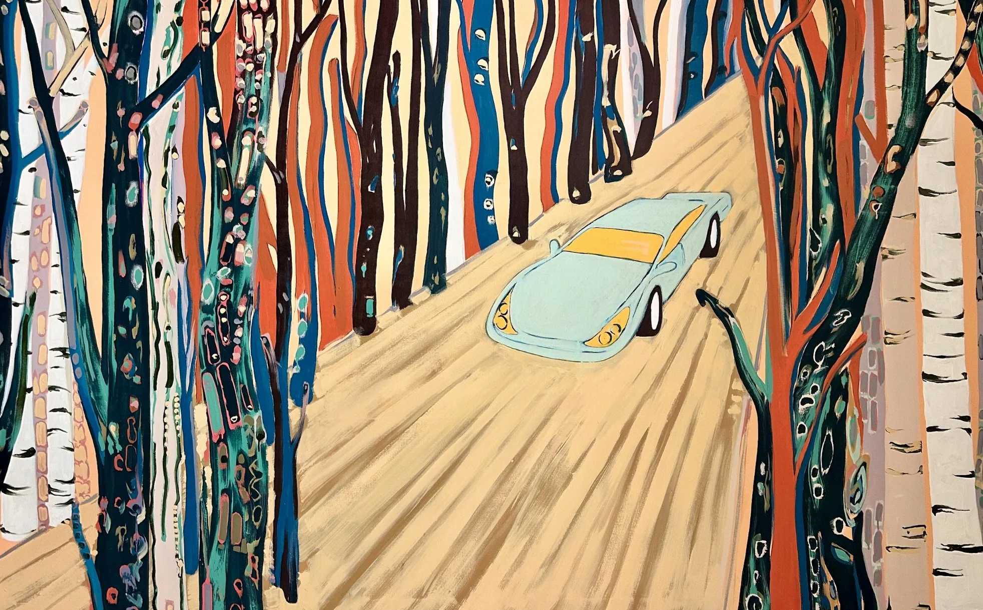 Hermès car 

2025
Oil and acrylic on canvas
150 x 240 cm