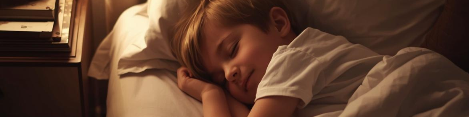 Child sleeping peacefully in bed after a calm bedtime routine
