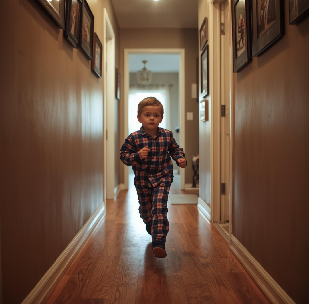 Child resisting bedtime with playful behaviour before sleep