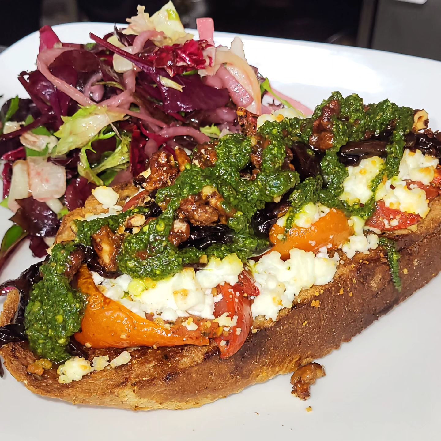 Break up your day with a satisfying lunch the Terrace. 
Delicious food, guaranteed to boost your mood! 

Our Walnut &amp; Date Loaf
- Caramelised Goats Cheese
- Sundried Tomatoes
- Toasted Walnuts
- Ellan Farm Herb Pesto
- Balsamic Glaze
- Fresh Bake