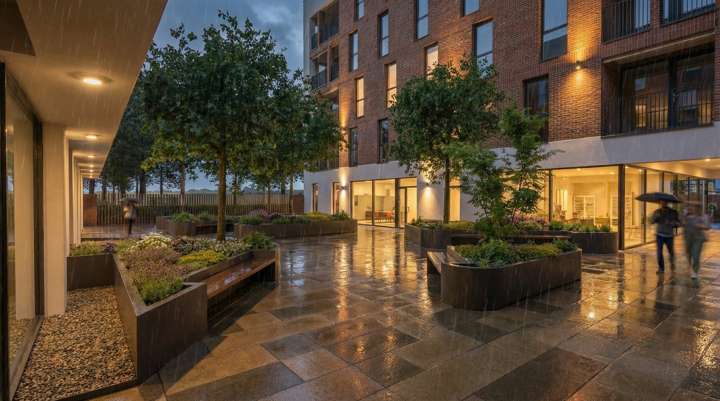 Convent Avenue Enhanced Courtyard in the rain.png