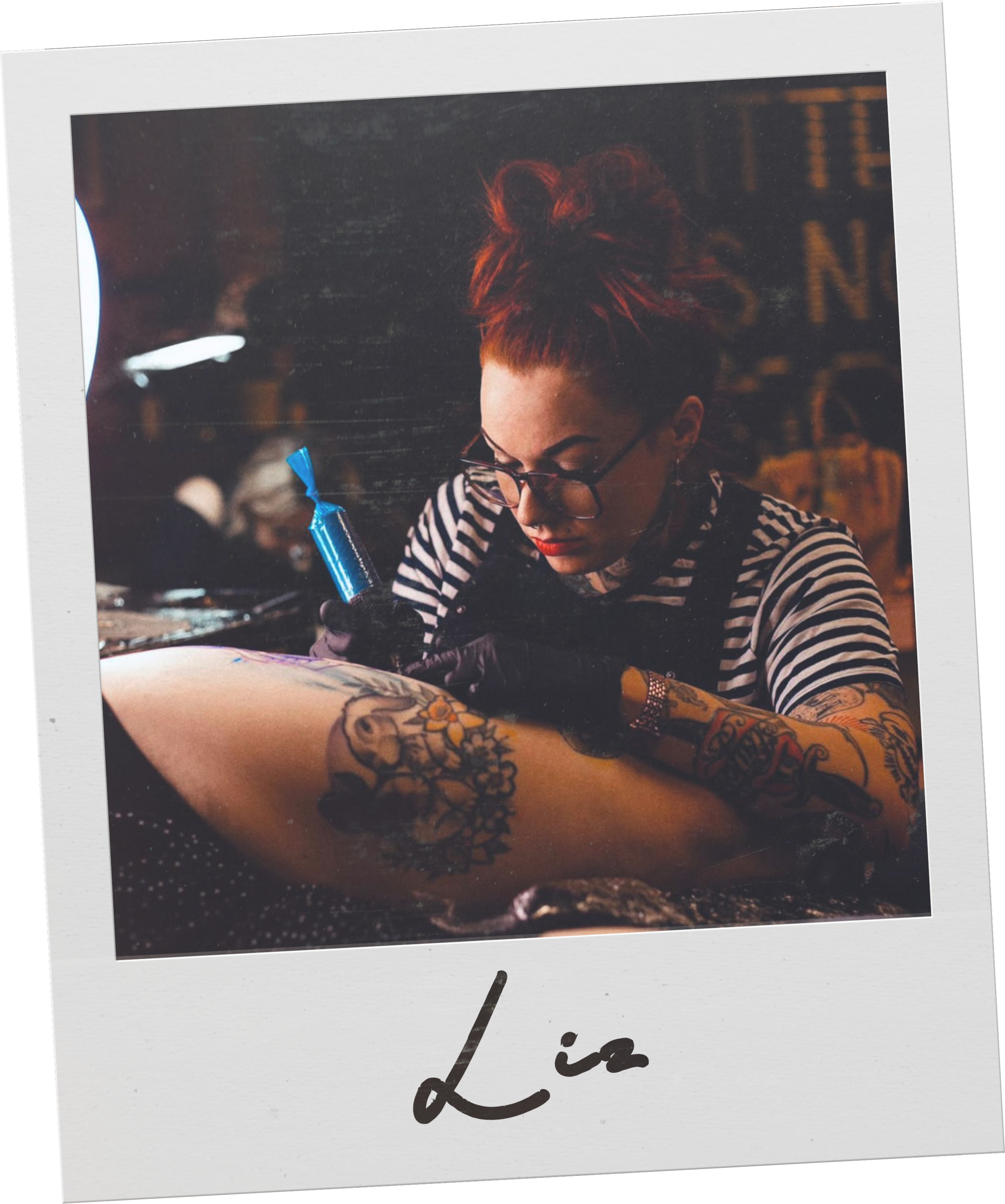 Polaroid photo of tattoo artist Liz