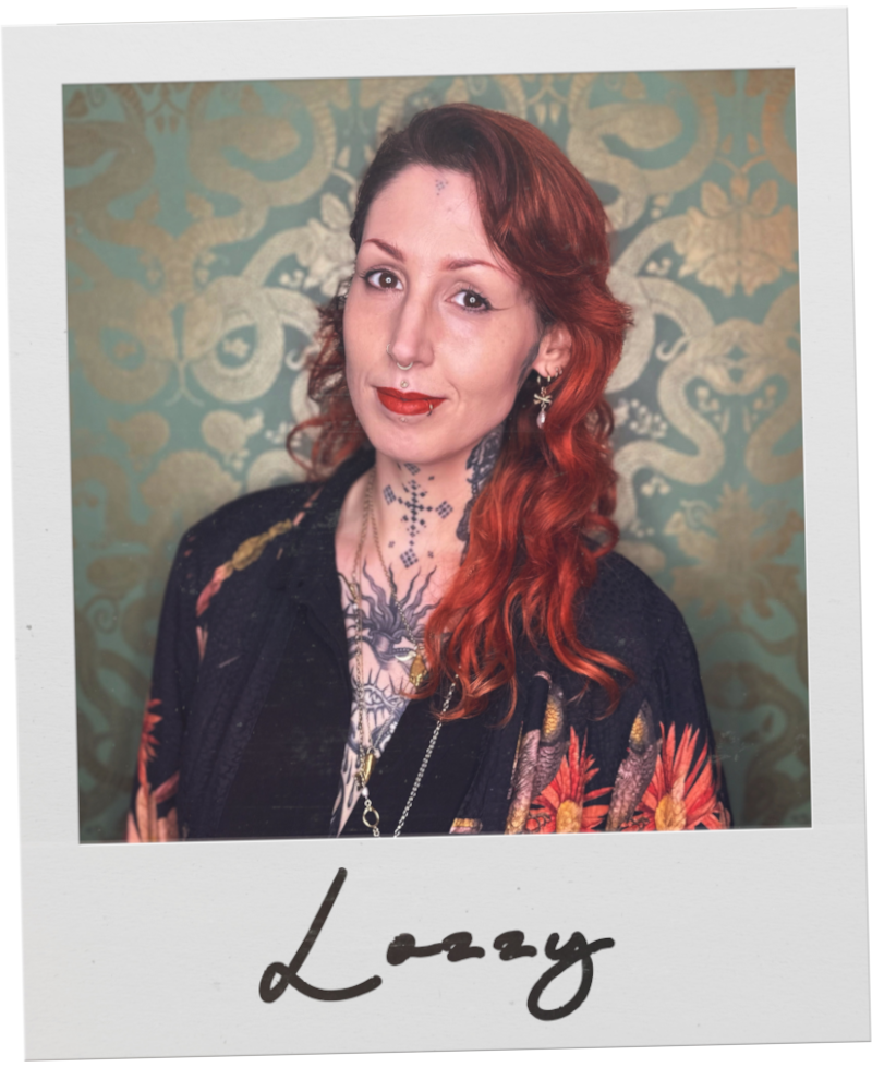 Polaroid photo of tattoo artist Lozzy
