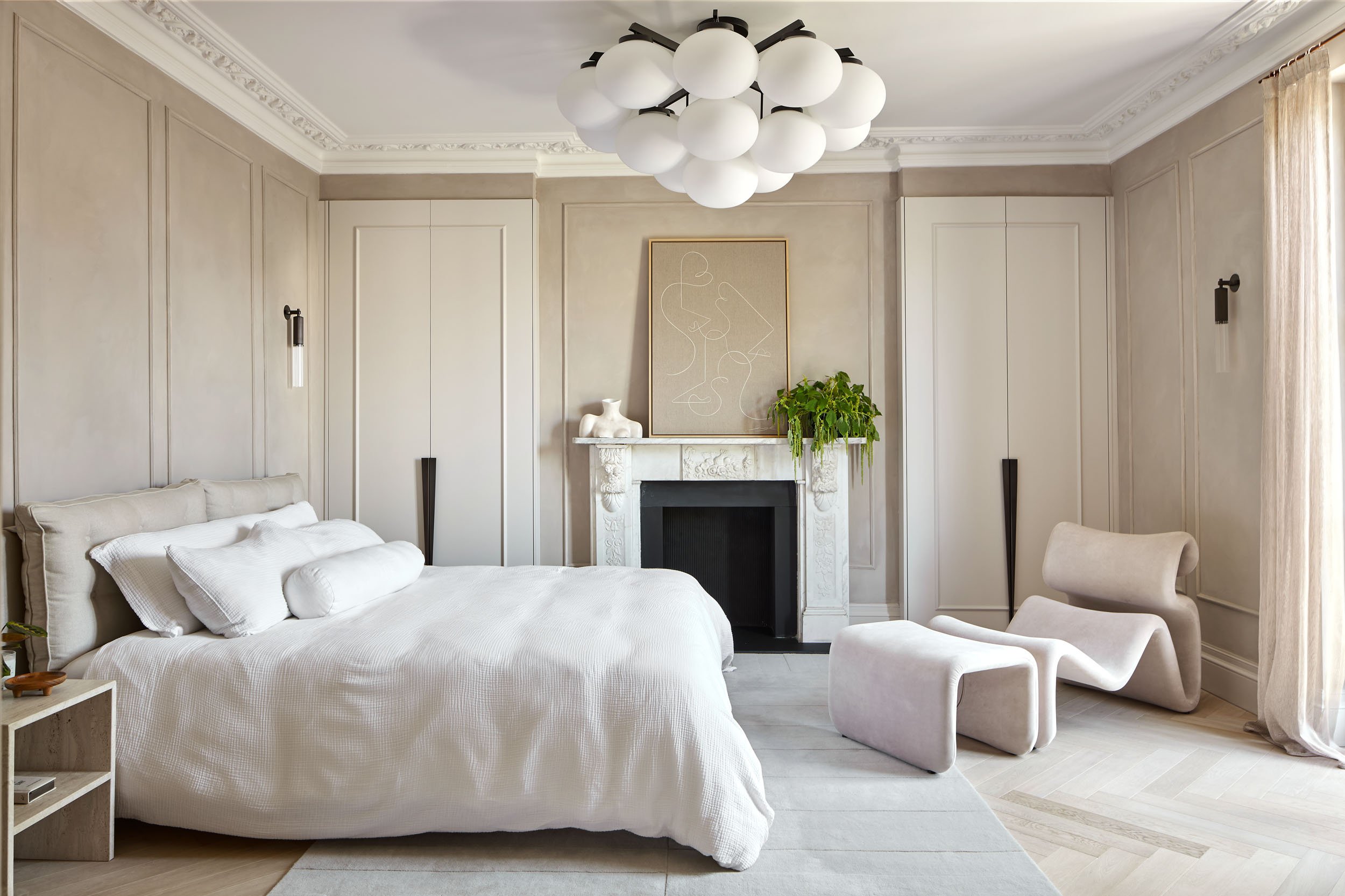 contemporary, soft master bedroom interior design