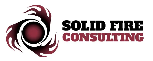 Logo of Solid Fire Consulting with a flame-like design and text.