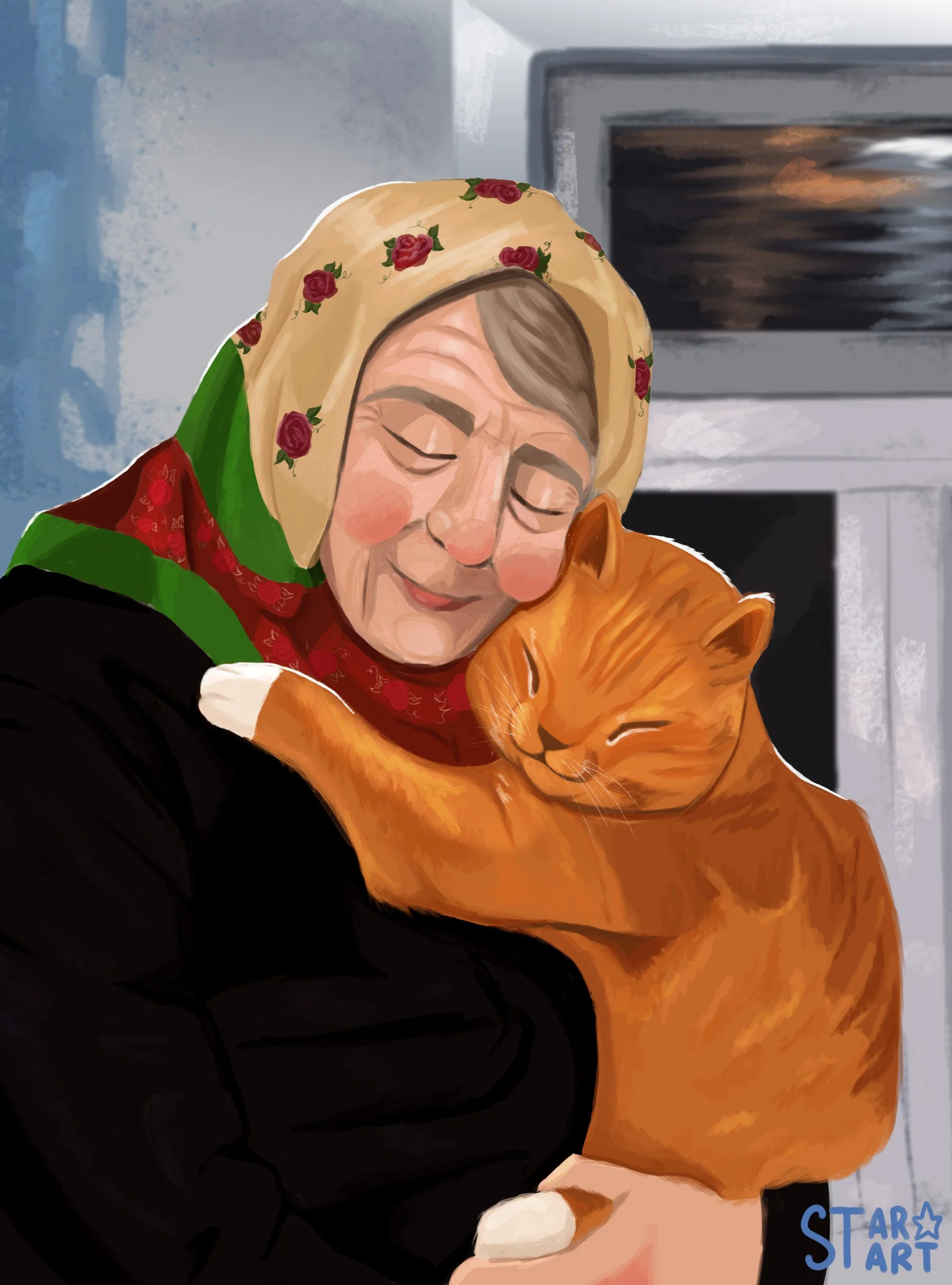 Old lady hugging cat F.jpg