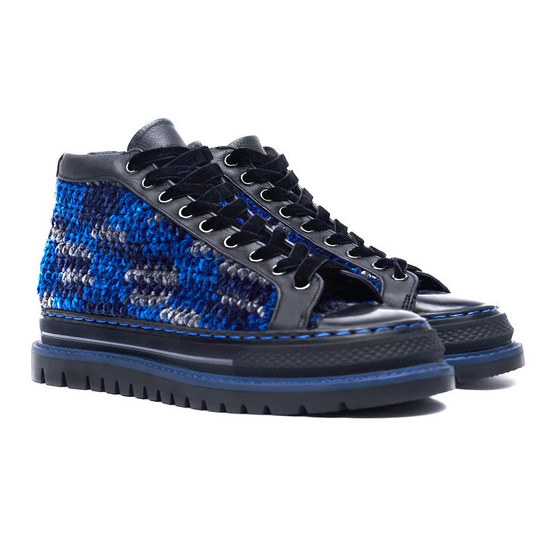 Blue Sapphire Black Leather Sneaker