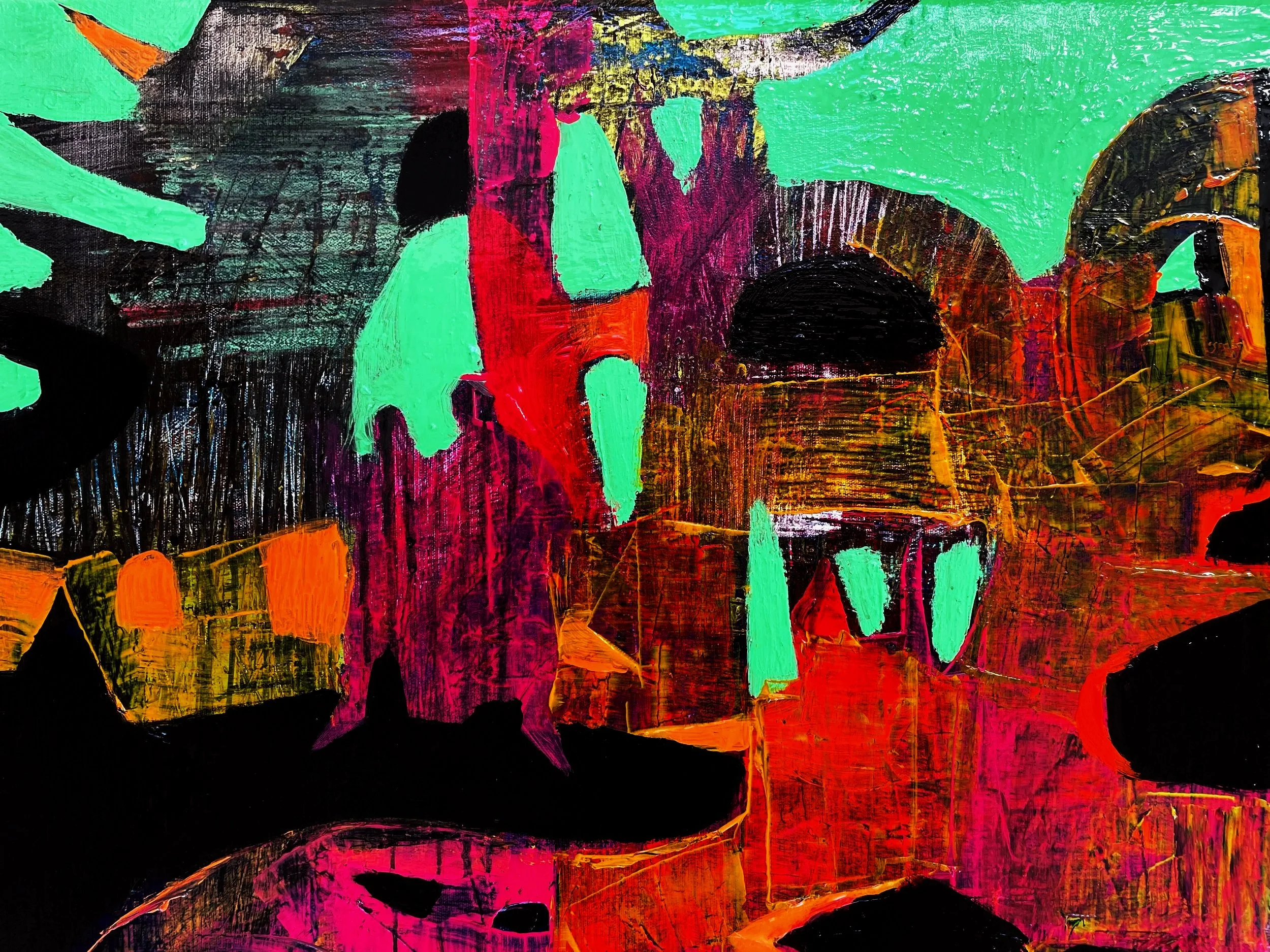 Secrets of the Bois de Boulogne, 46x55 cm, acrylic on canvas, 2025