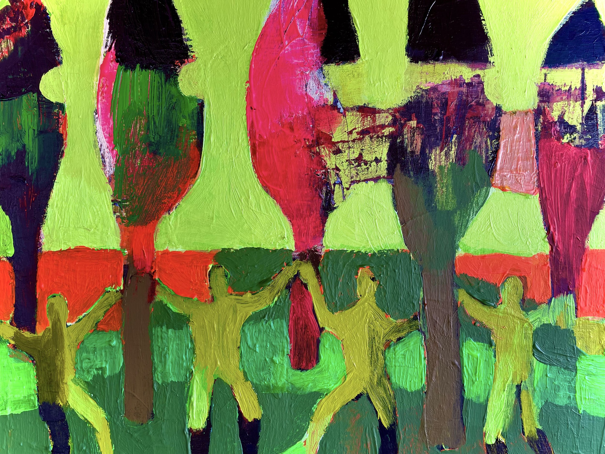Four and a half soldiers, 46x55 cm, acrylic on canvas, 2024