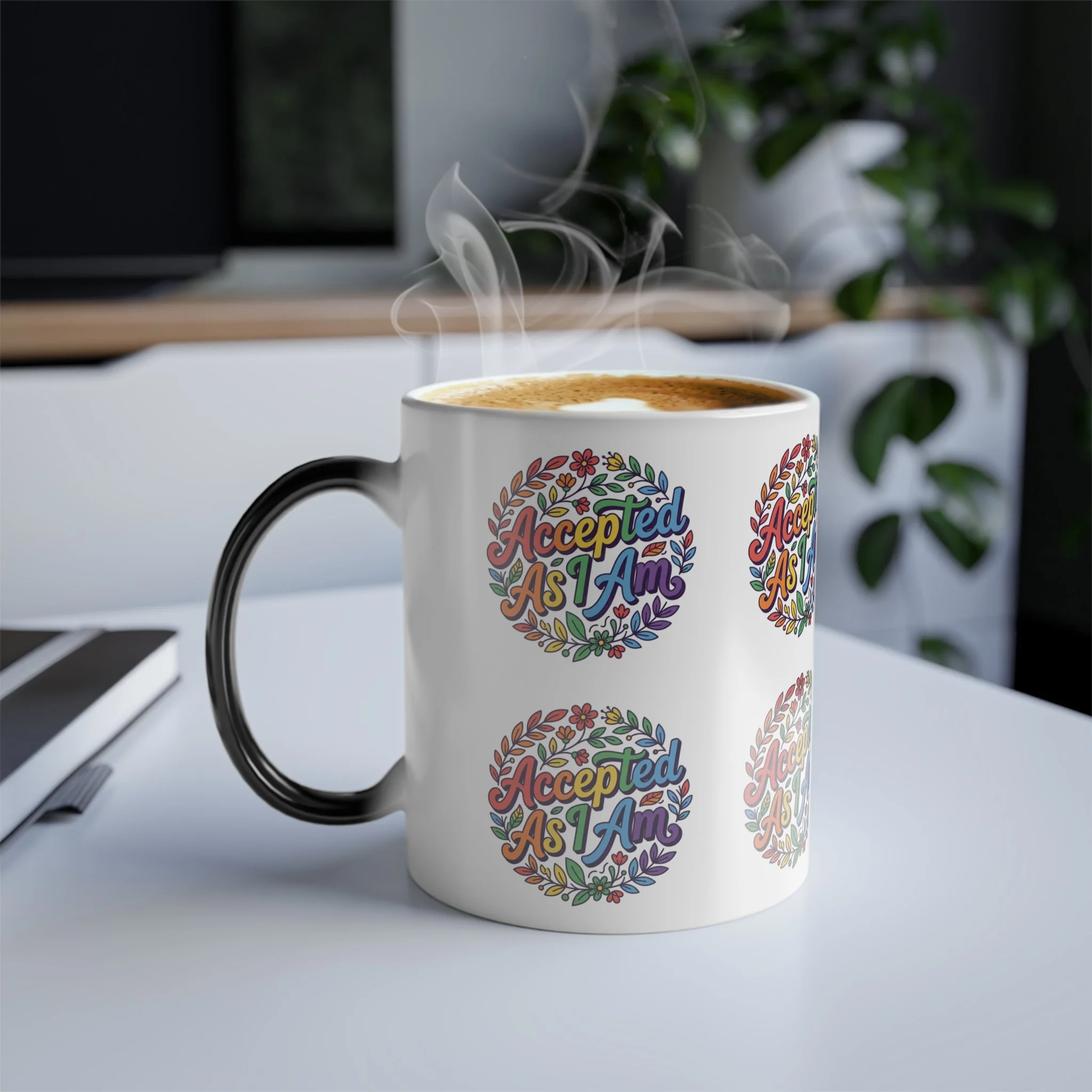 Gay Pride Self-Love Coffee Tea Mug Pride Ceramic Cup for Advocacy Rights LGBTQ2S+ Kitchen for Authentic Self Mug Gift for Queer Pride Color Morphing Mug, 11oz