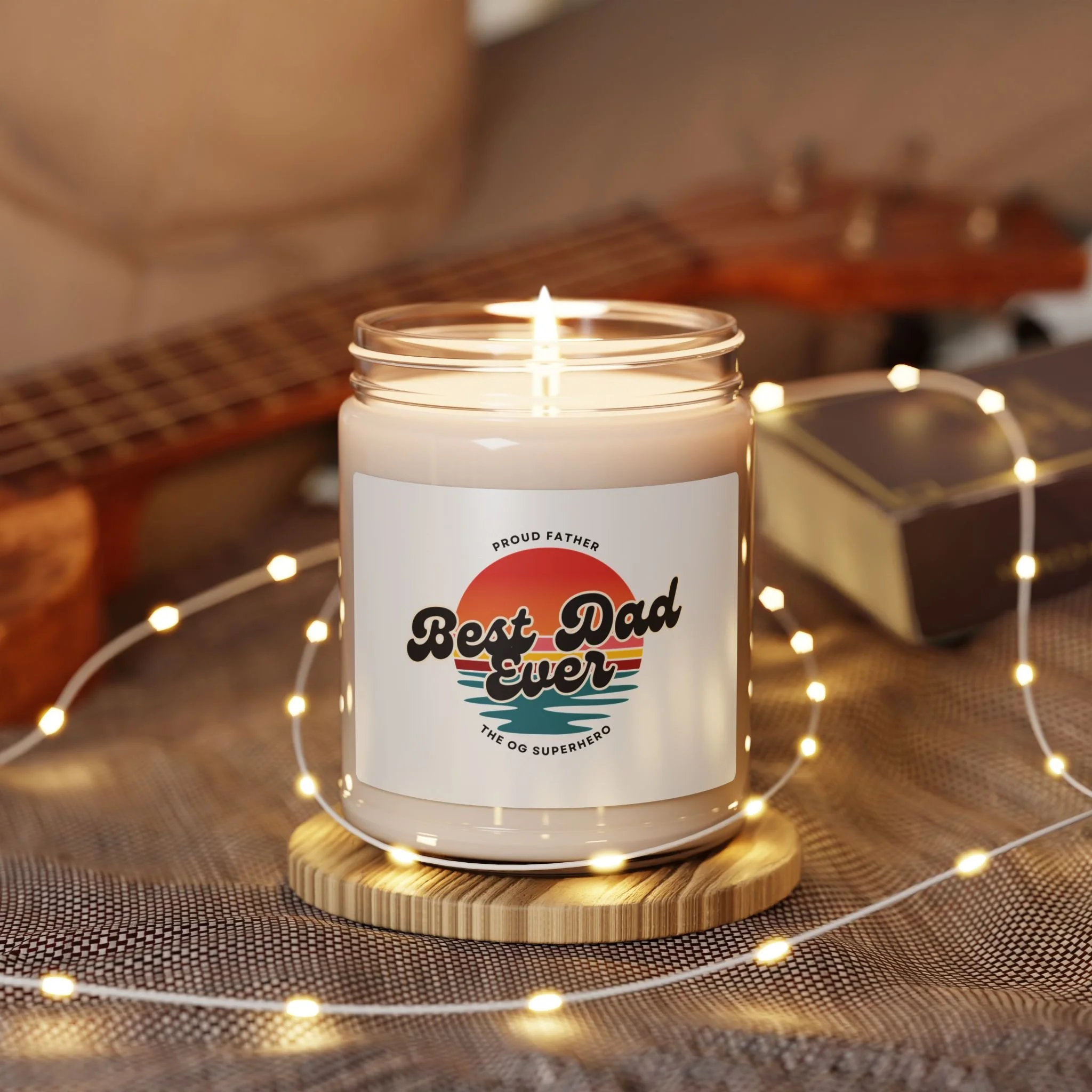 Dad Birthday Gift Father's Day Retro Vintage Colorful Soy Candle, 9oz