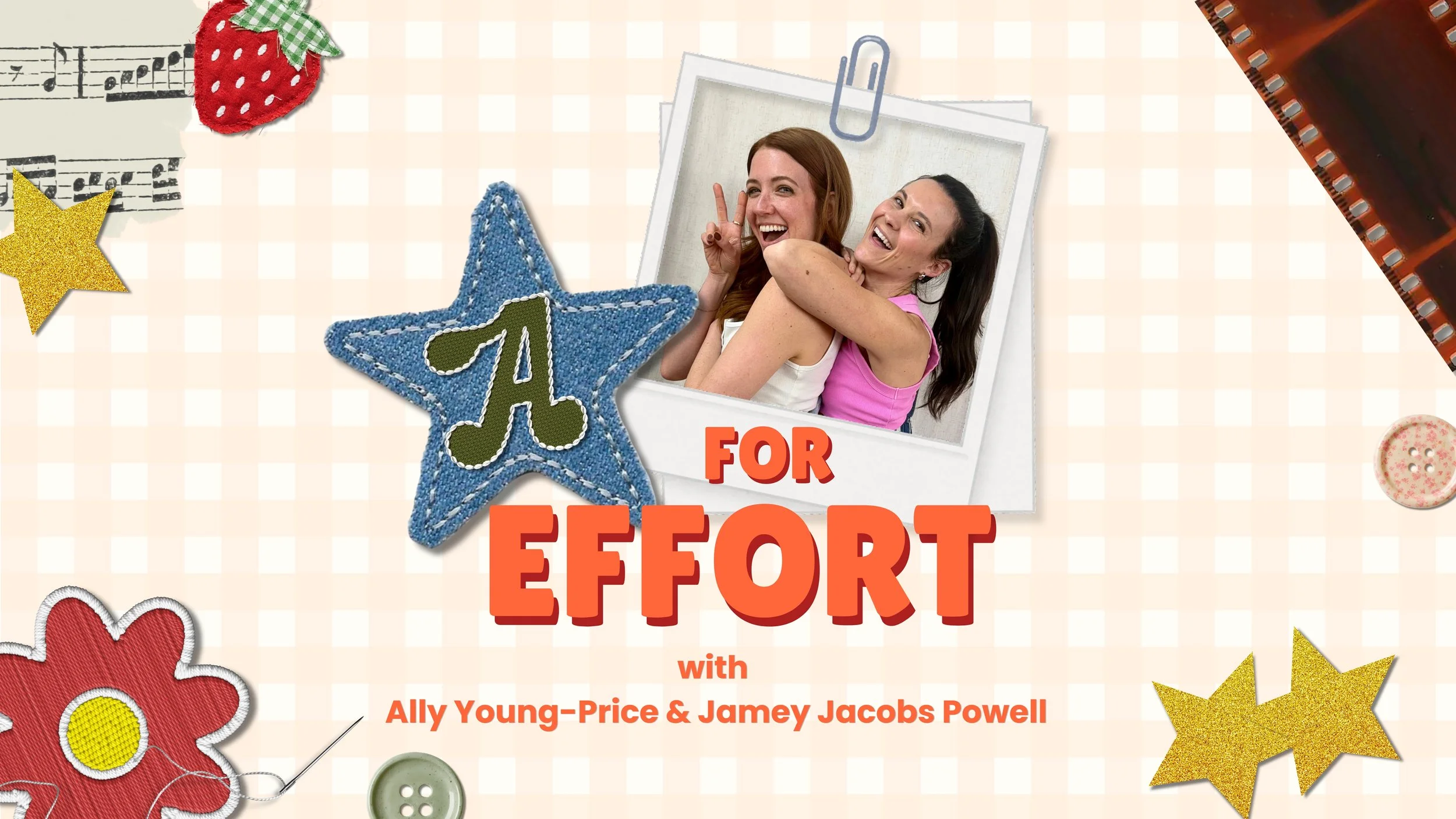 The A for Effort podcast banner, featuring Jamey Jacobs Powell and Ally Young-Price