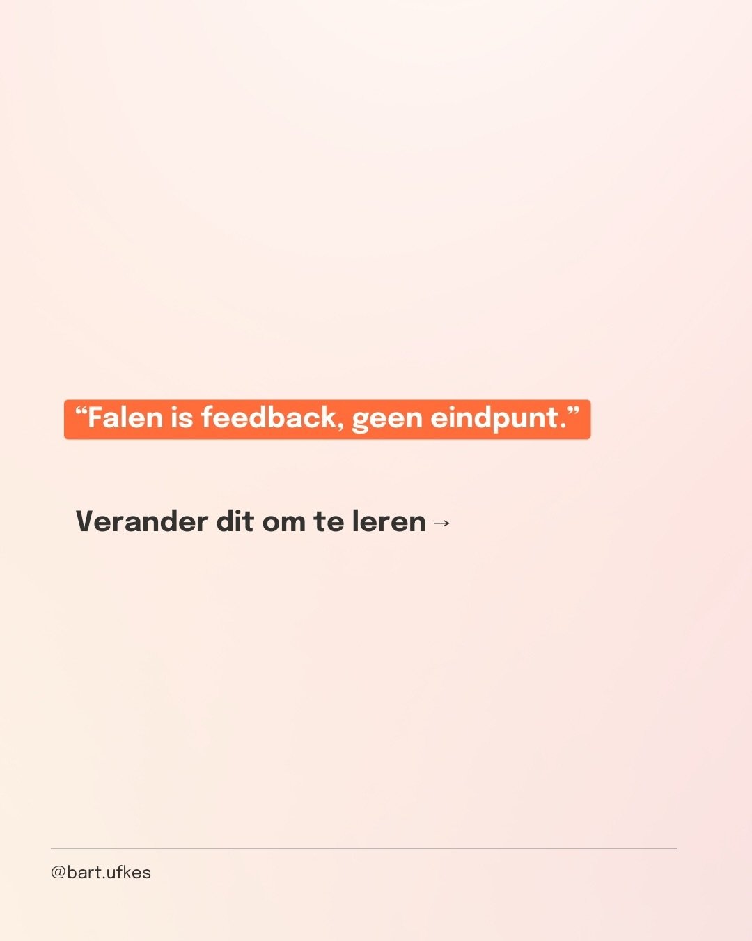 &ldquo;Falen is feedback, geen eindpunt.&rdquo;

Klinkt lekker, toch? Bijna alsof je er meteen dapper van wordt.

Maar als ik eerlijk ben&hellip; de meeste ondernemers geloven stiekem nog steeds dit:

Als ik maar niks probeer, dan faal ik ook niet.

