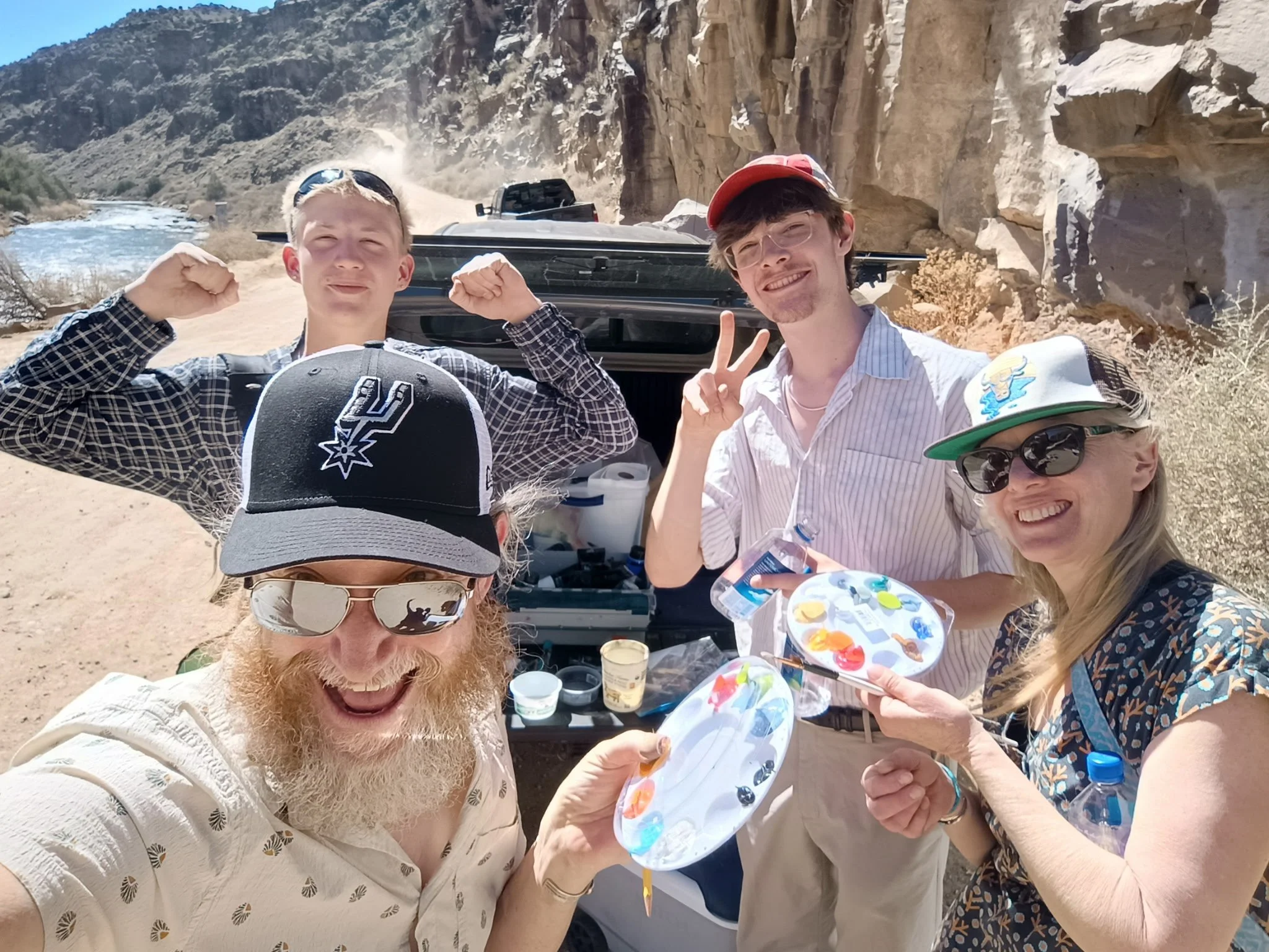 Family of Artists painting the Rio Grande