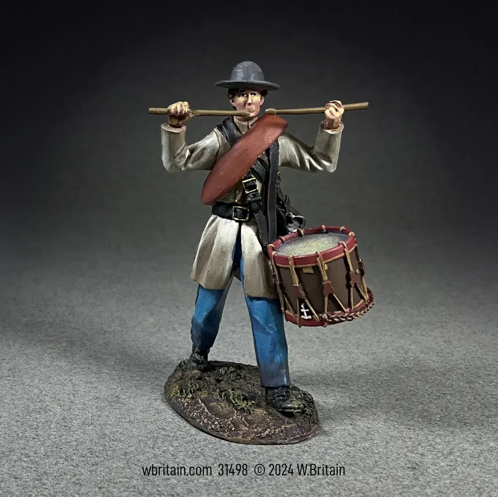 31498 - Confederate Infantry Drummer in Frock Coat Marching