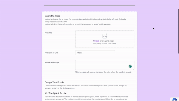 GIF showing the steps to create and send a Surprizle