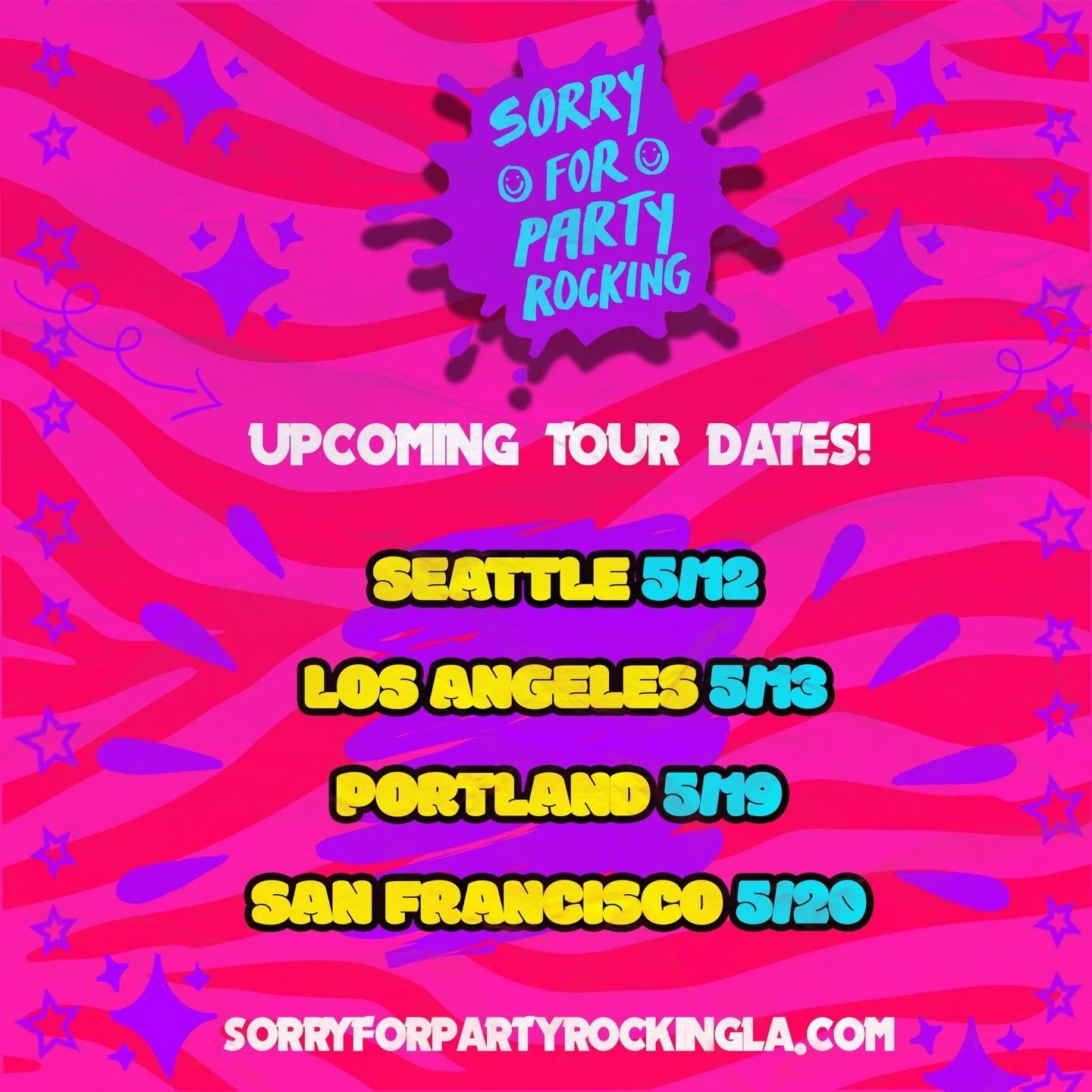 Party Rock is in the HOUSE tonight!!! 🎶
Tickets on sale now for the following cities in May! 💗

Seattle @chopsueyseattle 
Los Angeles @catchonela
Portland @holoceneportland
San Francisco @dnalounge

C u soon xoxo