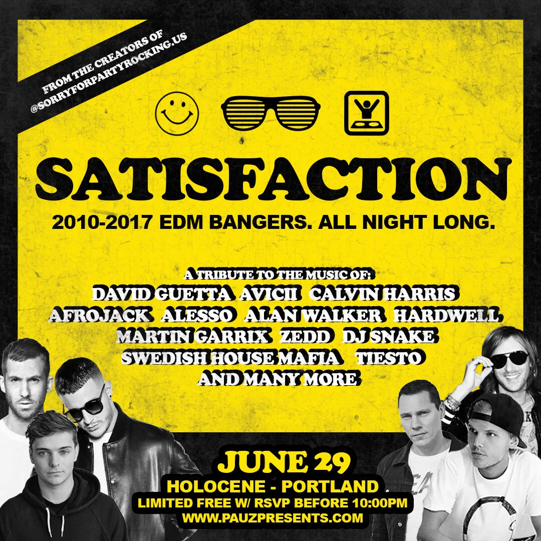 Bringing Satisfaction to Portland on June 29 👀⚠️
All 2010-2017 EDM Bangers, ALL NIGHT LONG!
Free RSVP before 10pm. Link in bio! 
@holoceneportland