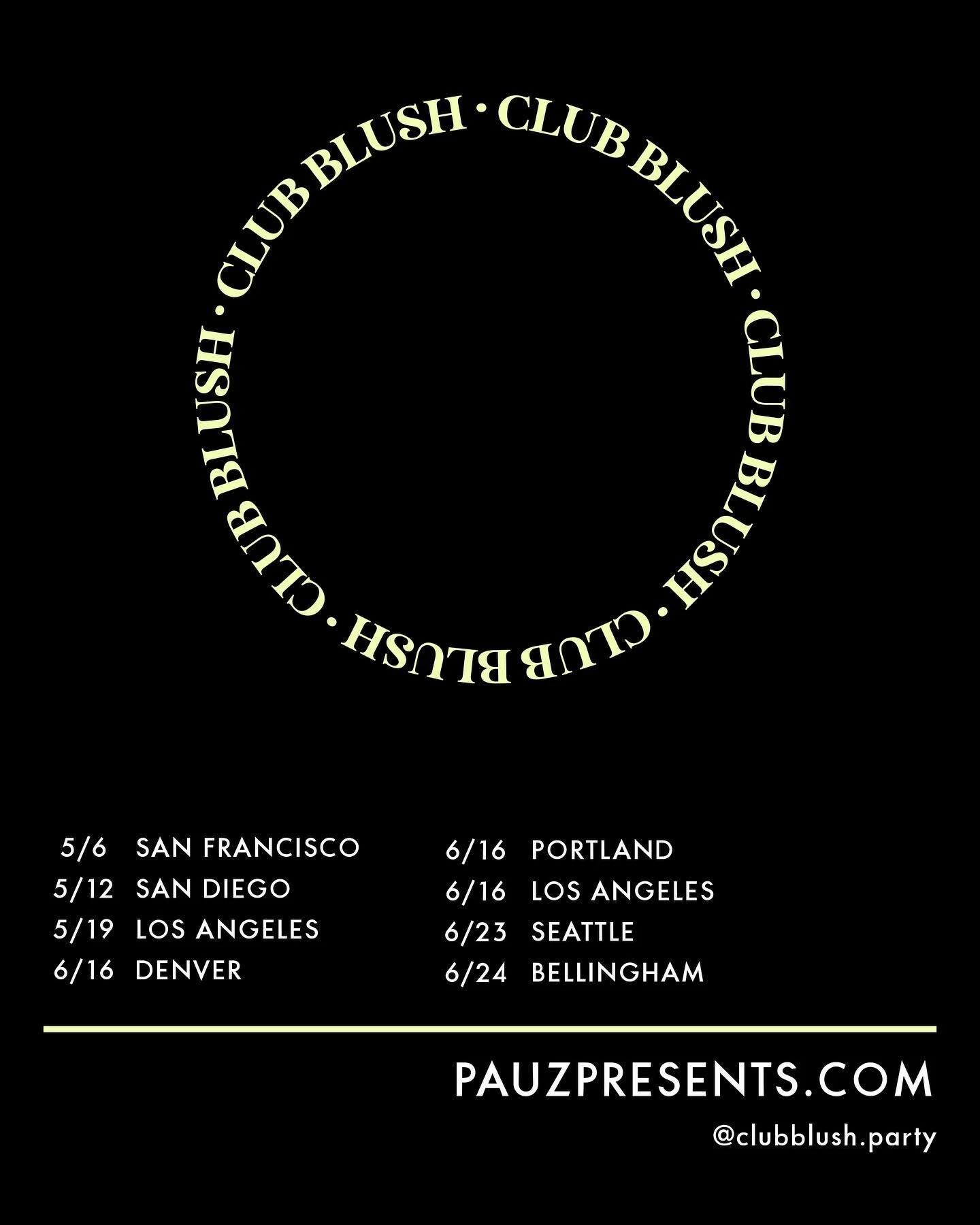 Club Blush dates for May - June 2023
San Diego this weekend! 🖤
Tickets available at the link in bio.