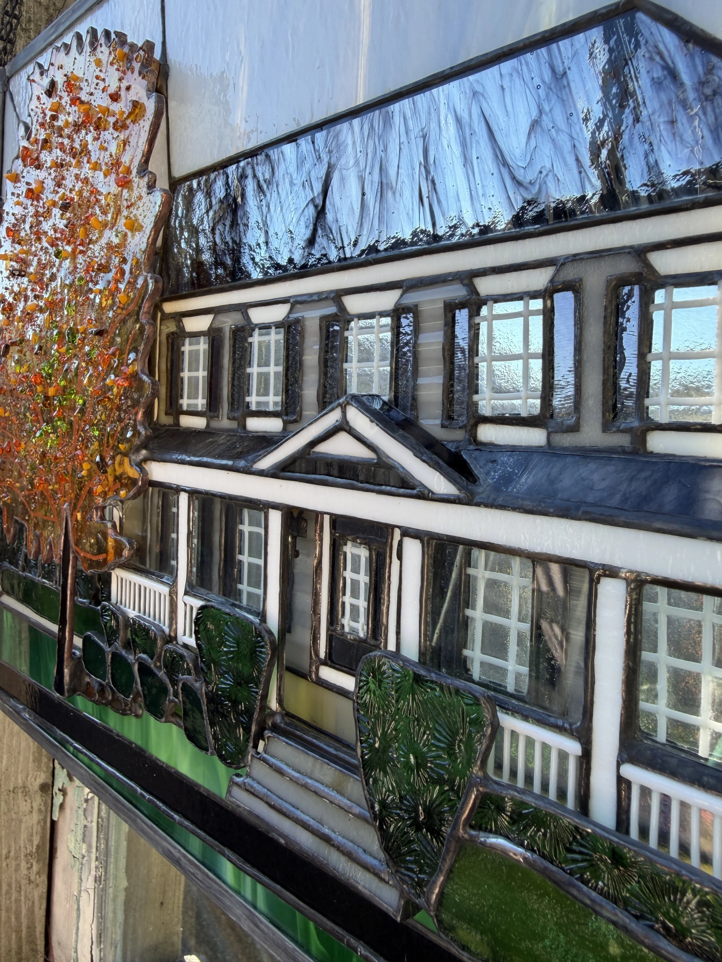 Stained Glass Home Portrait, Home Diorama, Stained Glass Sculpture, 3D Stained Glass Window