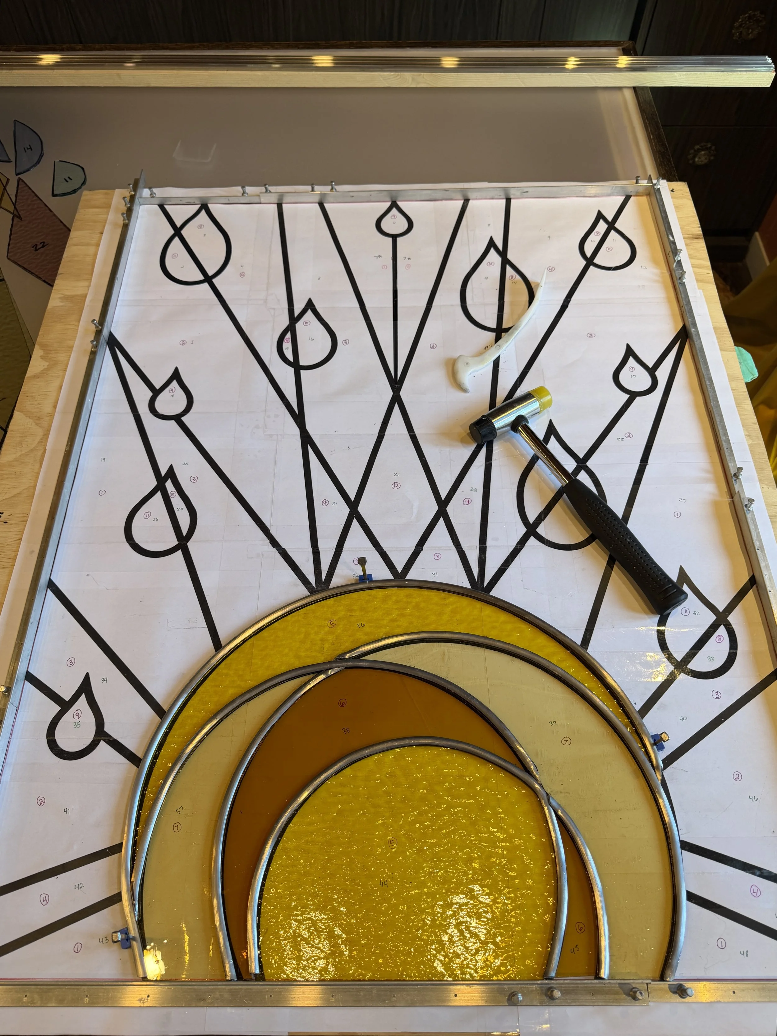 Leaded Stained Glass Window, made in Seattle, Washington, Custom Stained Glass