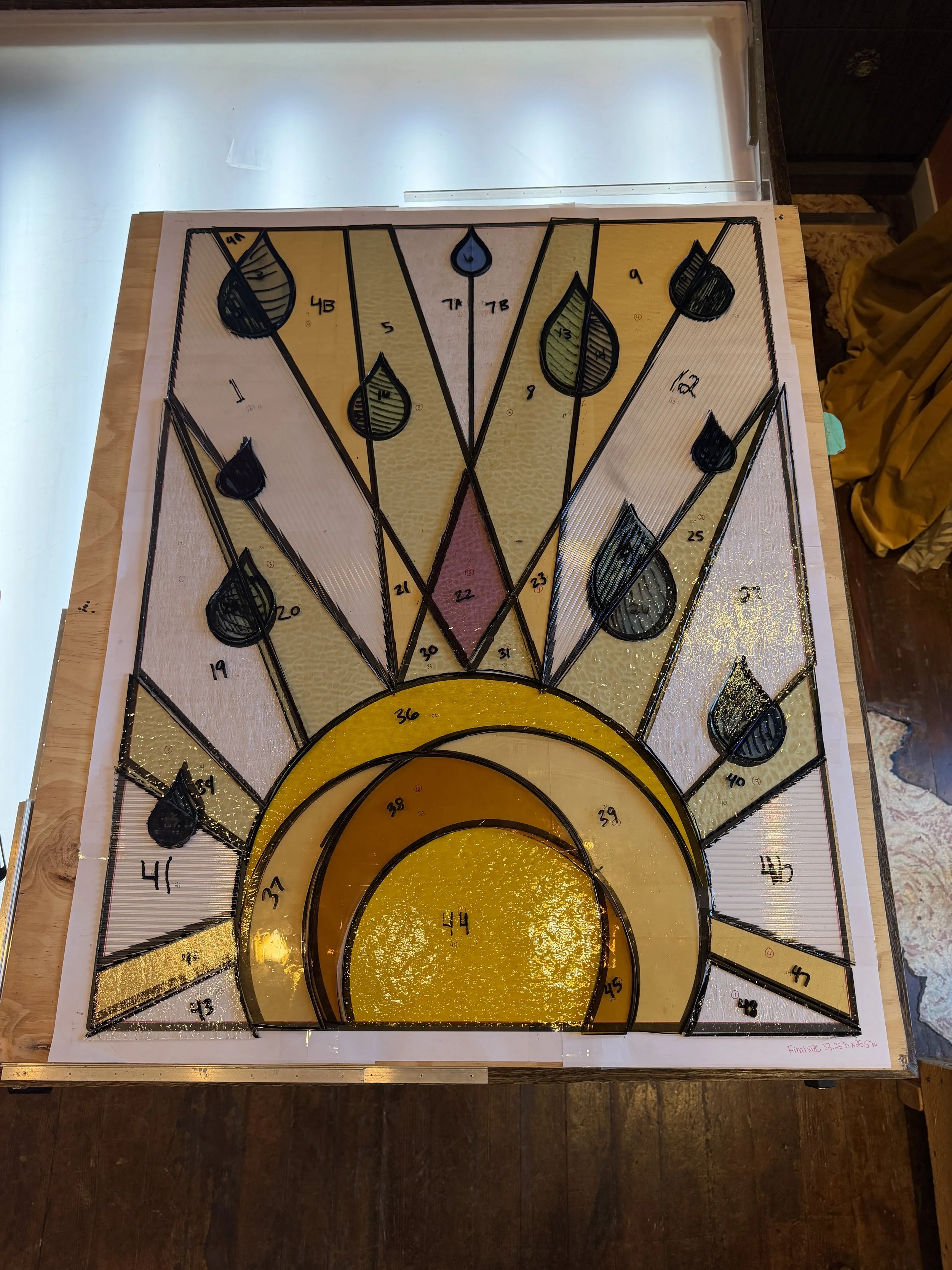 Leaded Stained Glass Window, made in Seattle, Washington, Custom Stained Glass