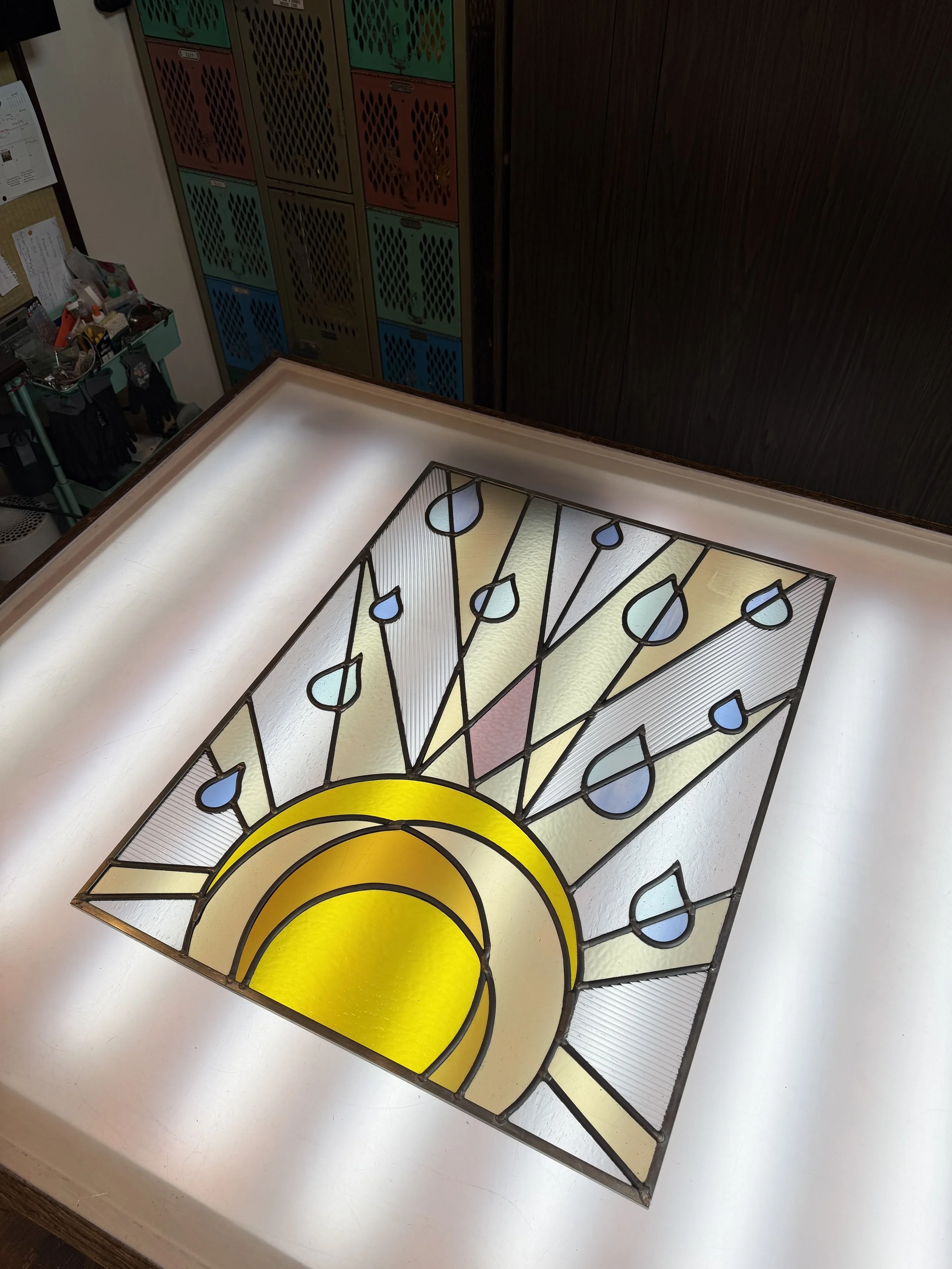 Leaded Stained Glass Window, made in Seattle, Washington, Custom Stained Glass