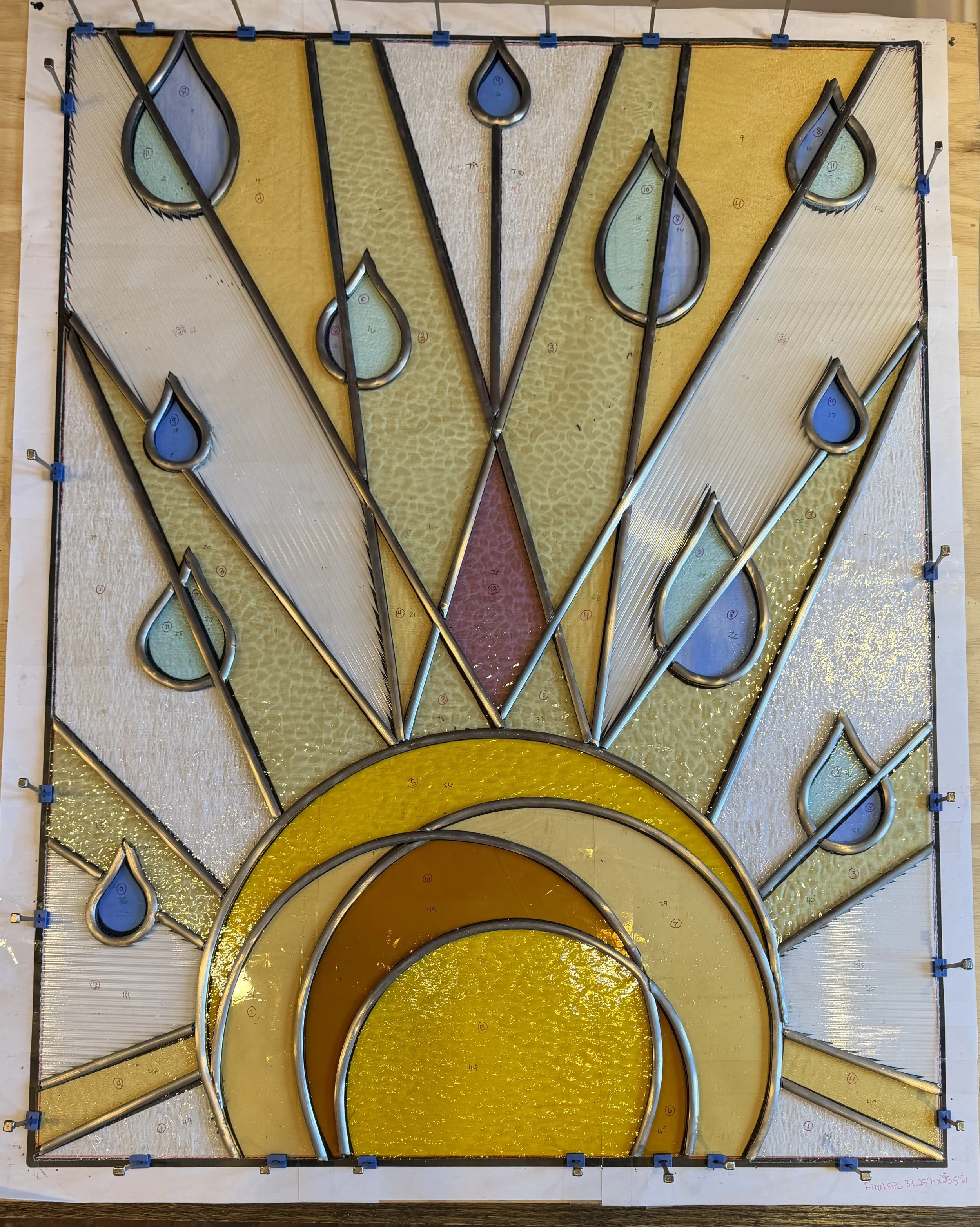 Leaded Stained Glass Window, made in Seattle, Washington, Custom Stained Glass