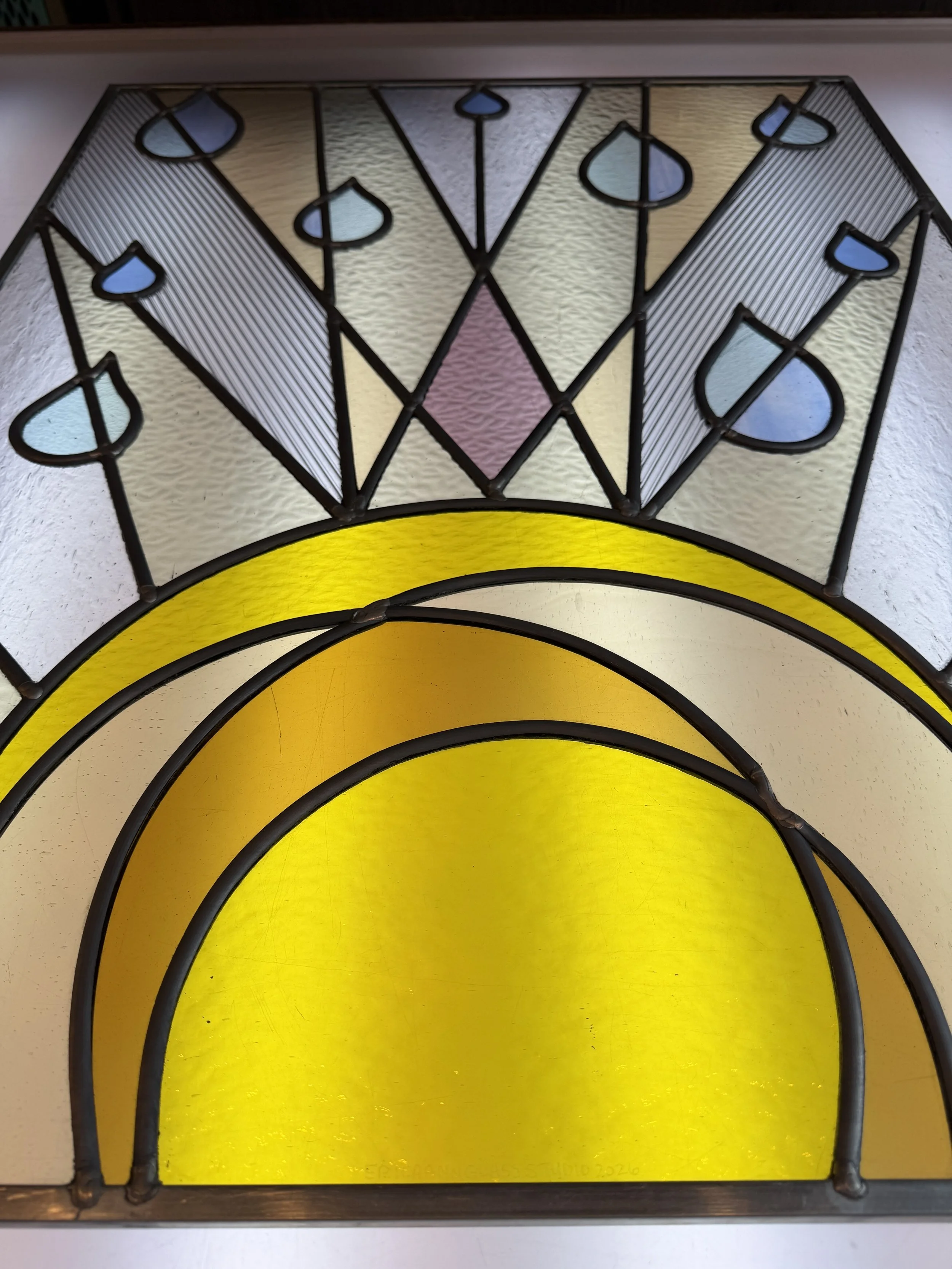 Leaded Stained Glass Window, made in Seattle, Washington, Custom Stained Glass