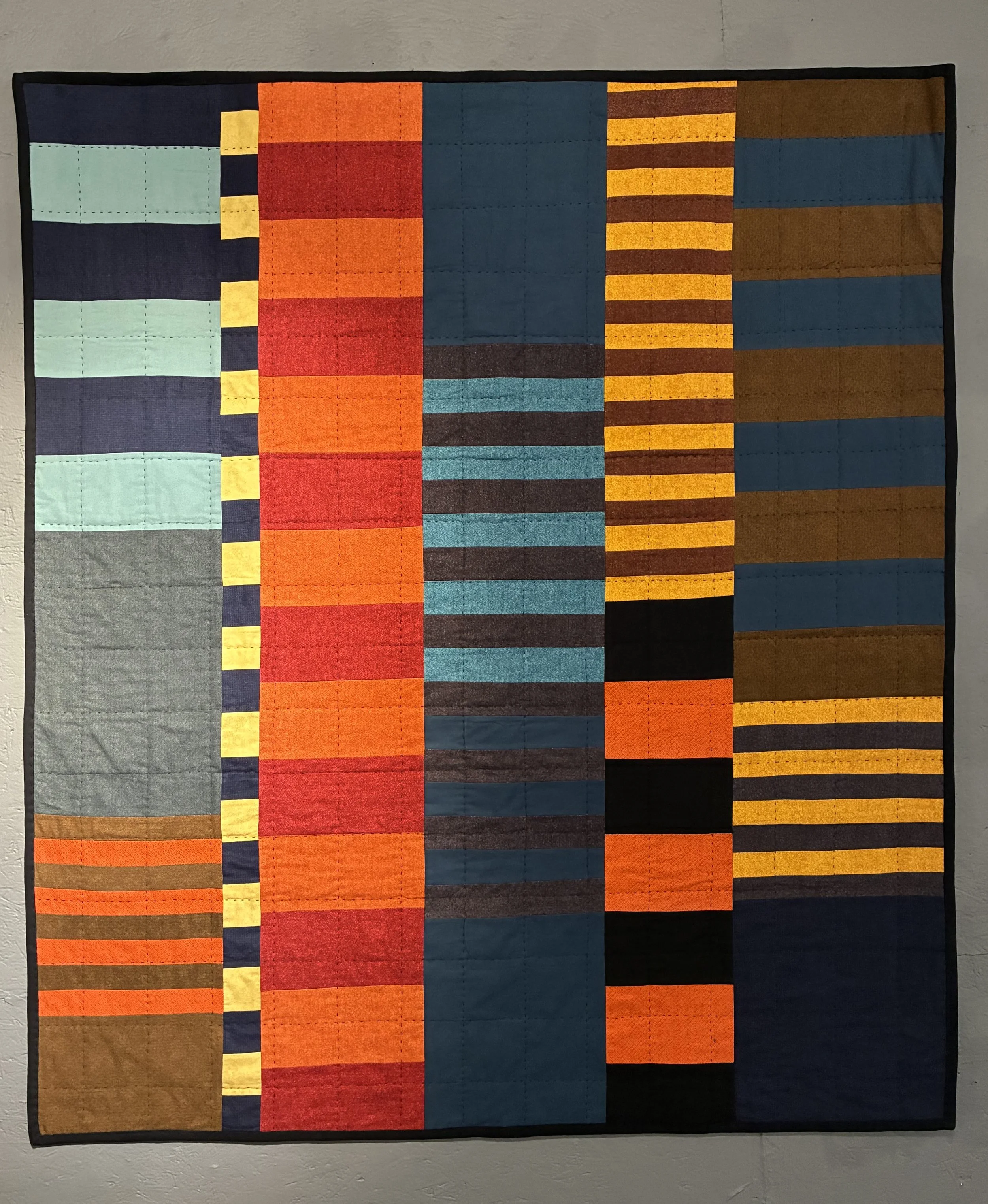 "STRIPES III" - Agnes Stadler, Flannel quilts, Hand-quilted, $450