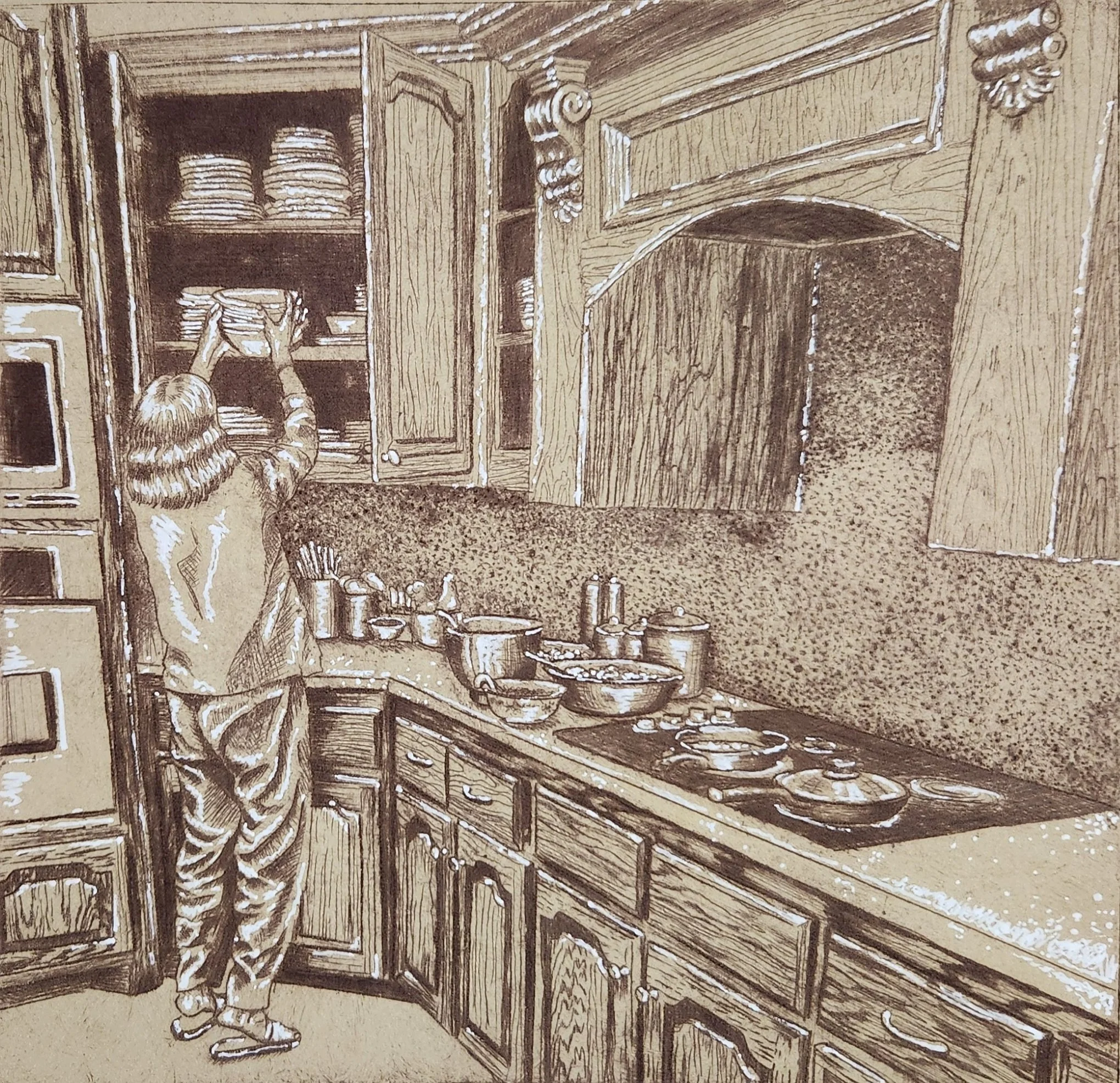 Grandma's Kitchen - Paige Nguyen, 12" x 12", $165