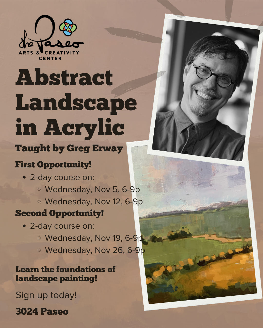 Abstract Landscapes in Acrylic w/ Greg Erway - Nov 5 and 12