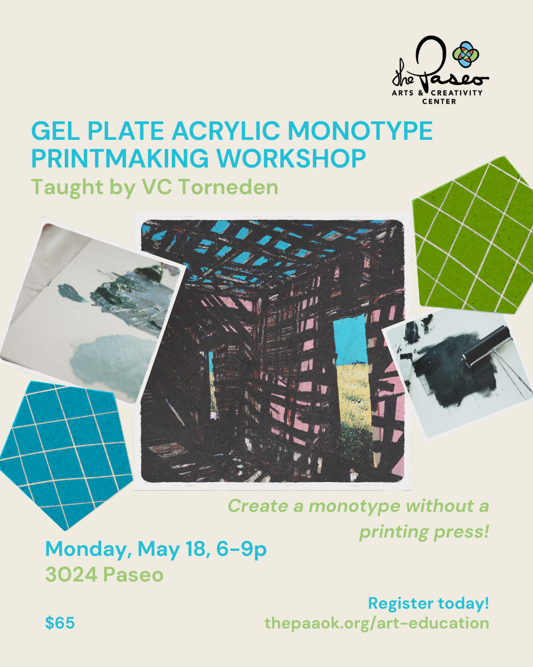 Gel Plate Monotype Printmaking Workshop w/ VC Torneden