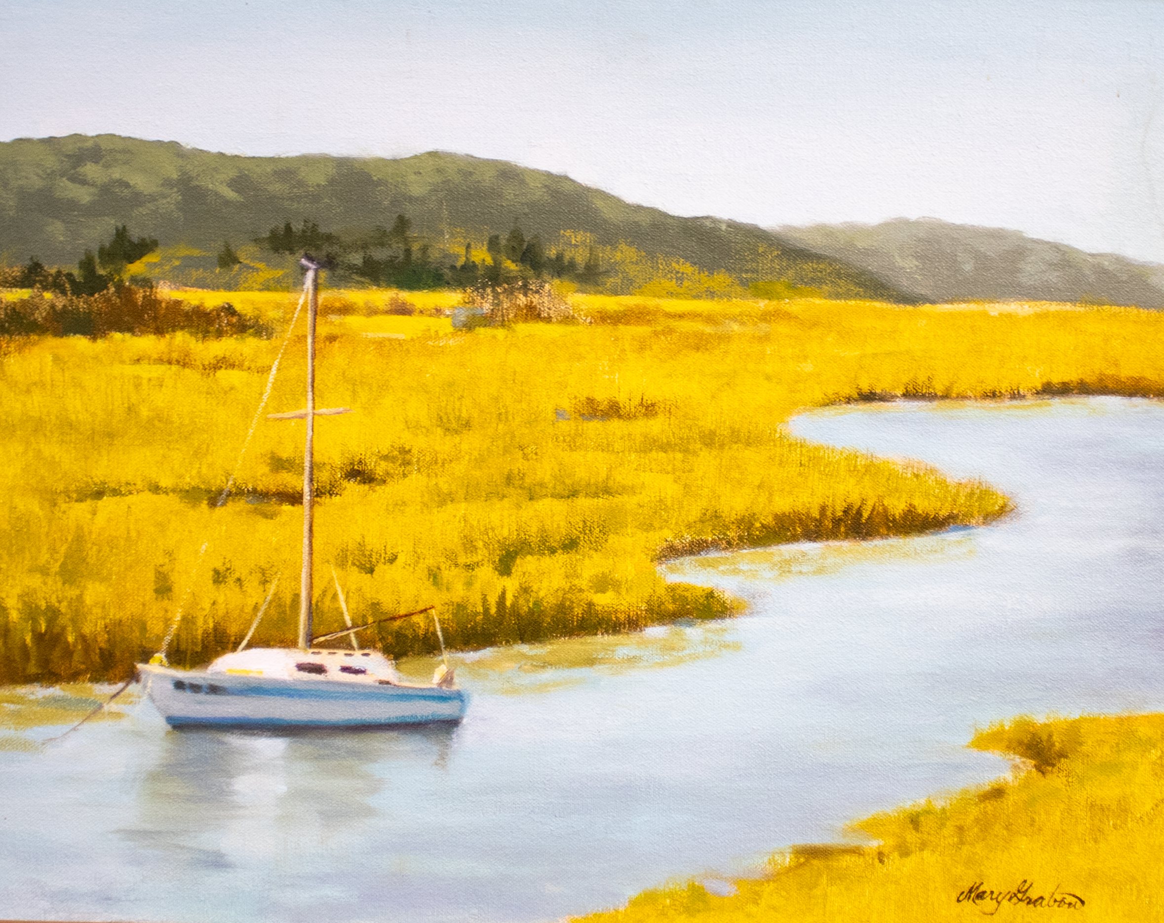 Honeymoon - Mary Grabow, oil on panel, $496