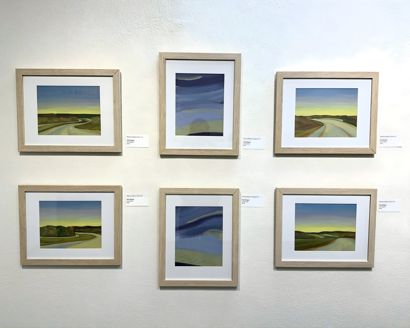 "Oklahoma Road at Dawn" - Set of 4, $350
"Sunrise Oklahoma Diptych" - $350 each