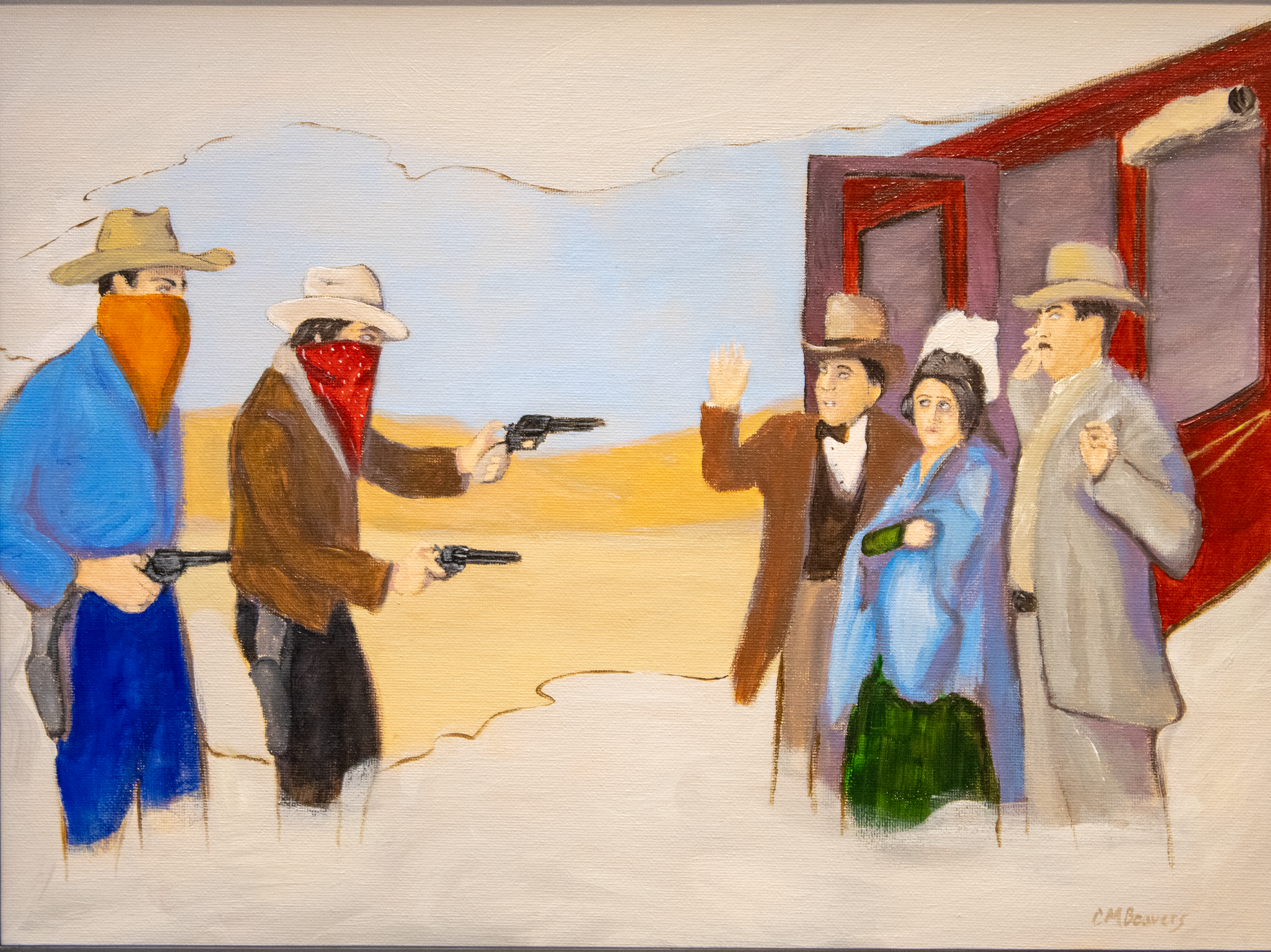The Hold Up - Clayton Beavers, acrylic on canvas panel, $200