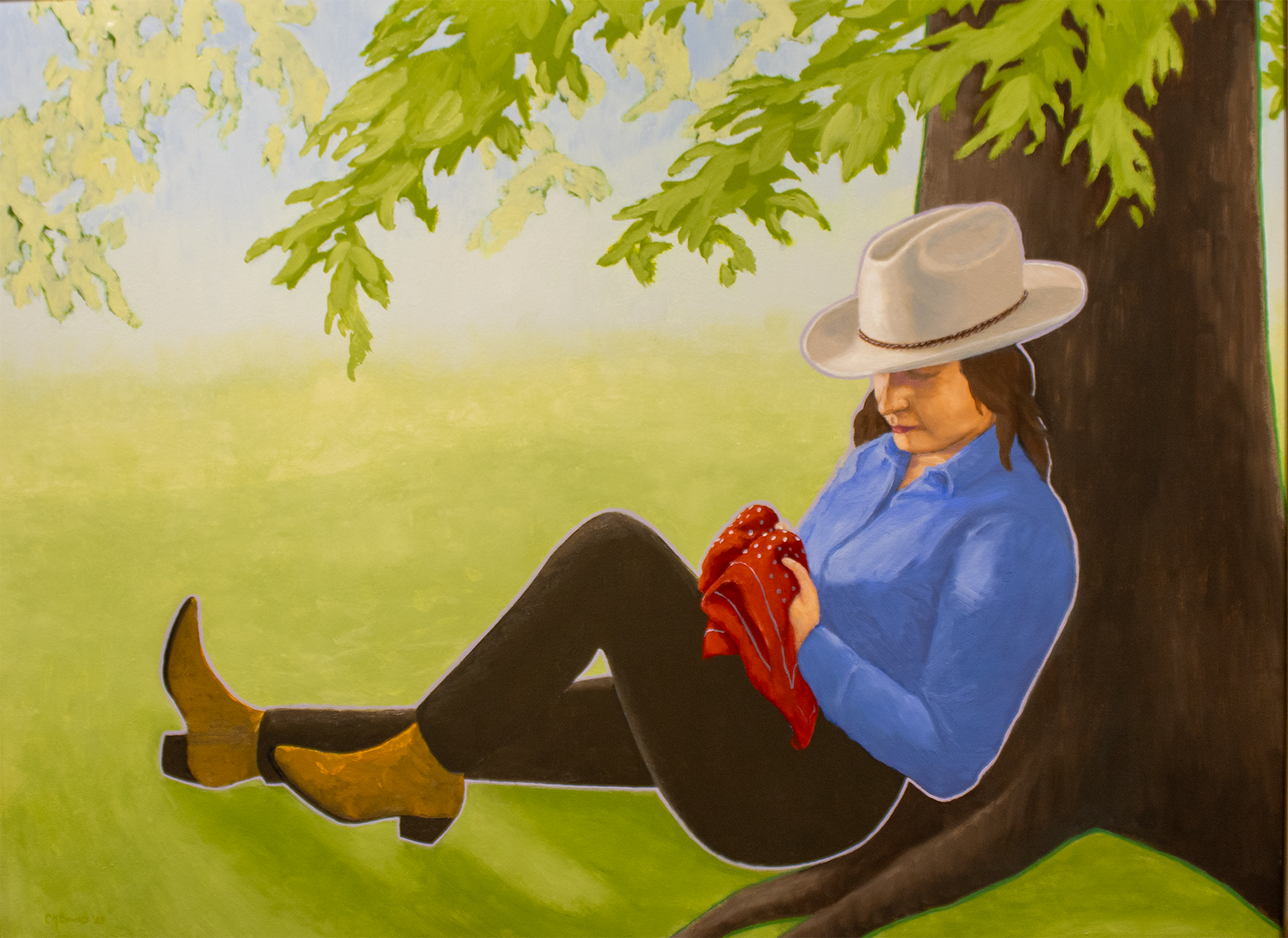In Contemplation - Clayton Beavers, oil on masonite, $1,200