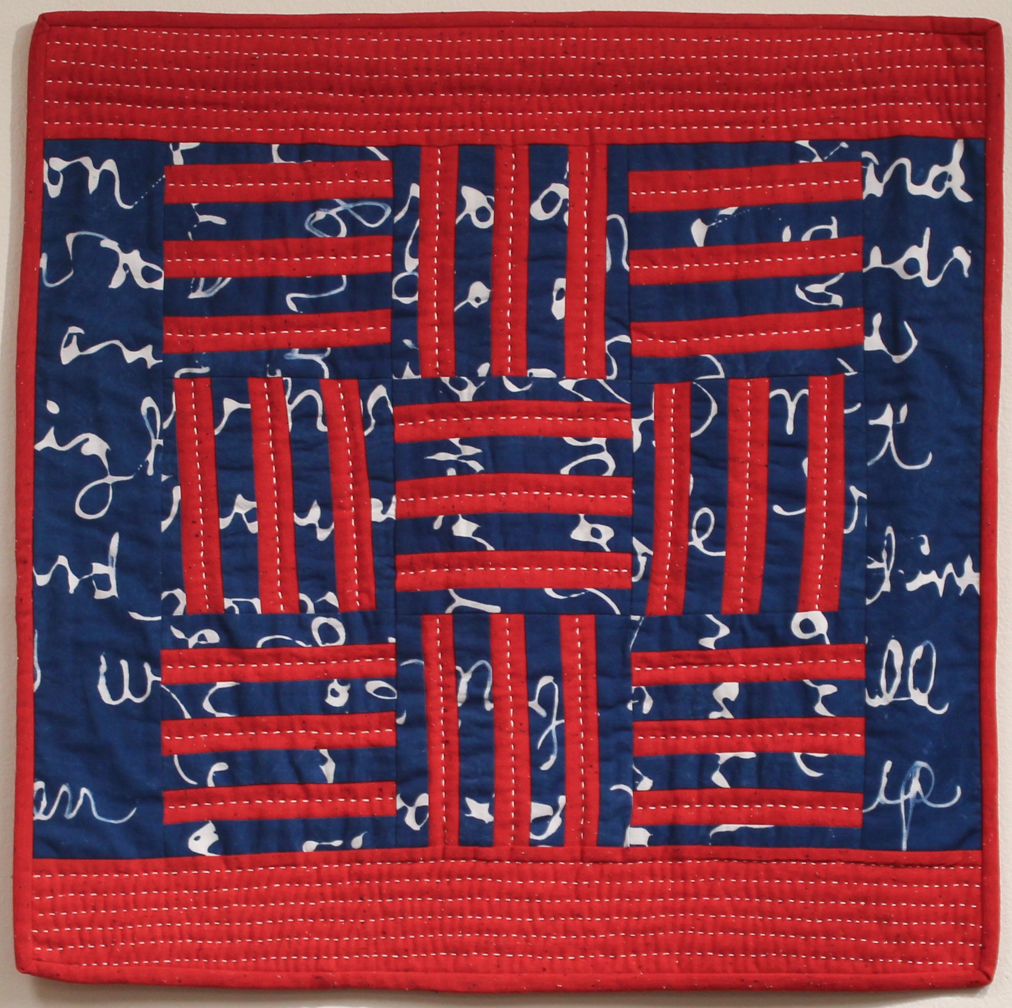 "Crosshatch" - Elizabeth Richards, Cotton and indigo dyed fabric, Hand-stitched, $200