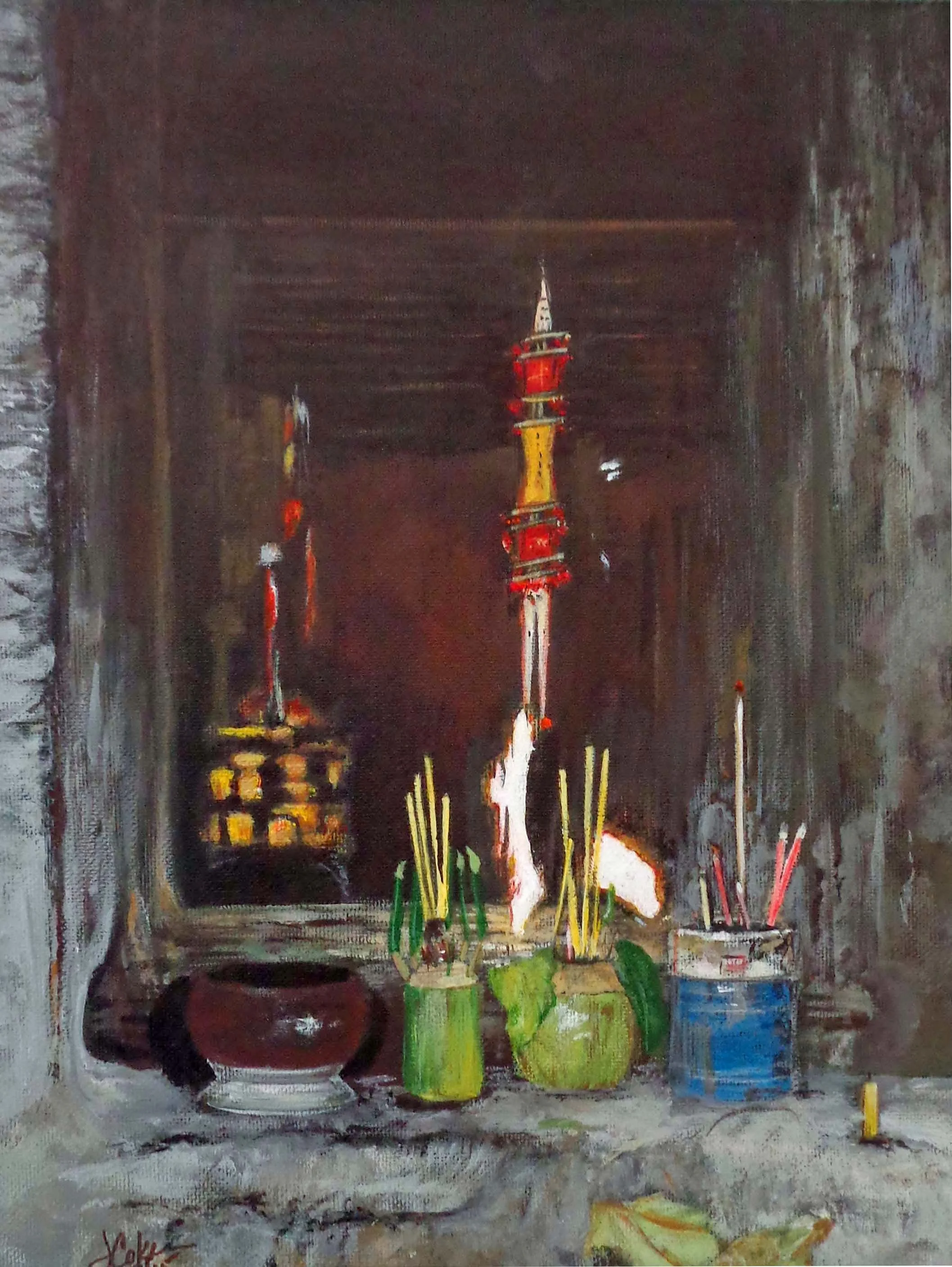Angkor Wat Offering - Judith Coker, 10x8, $175
