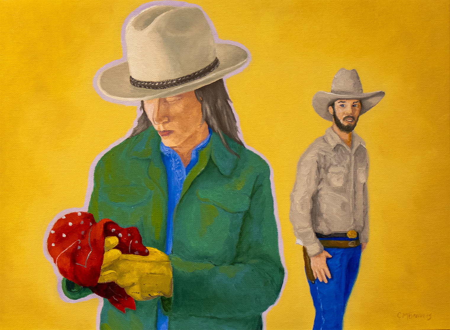 Too Close for Comfort - Clayton Beavers, oil on canvas panel, $250