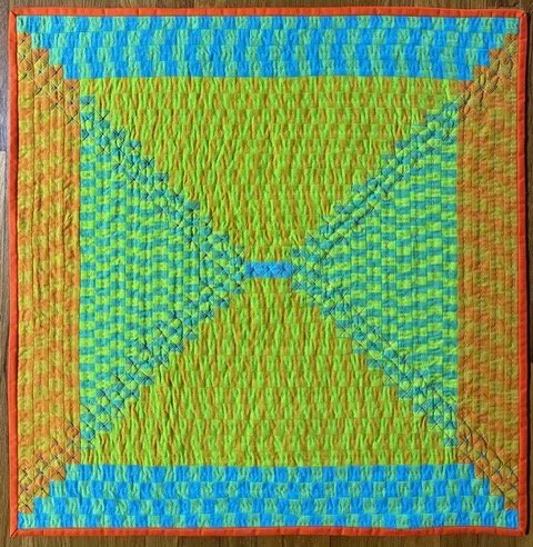 "Citrus Grove" - Elizabeth Richards, Cotton fabric, Hand-stitched, $300