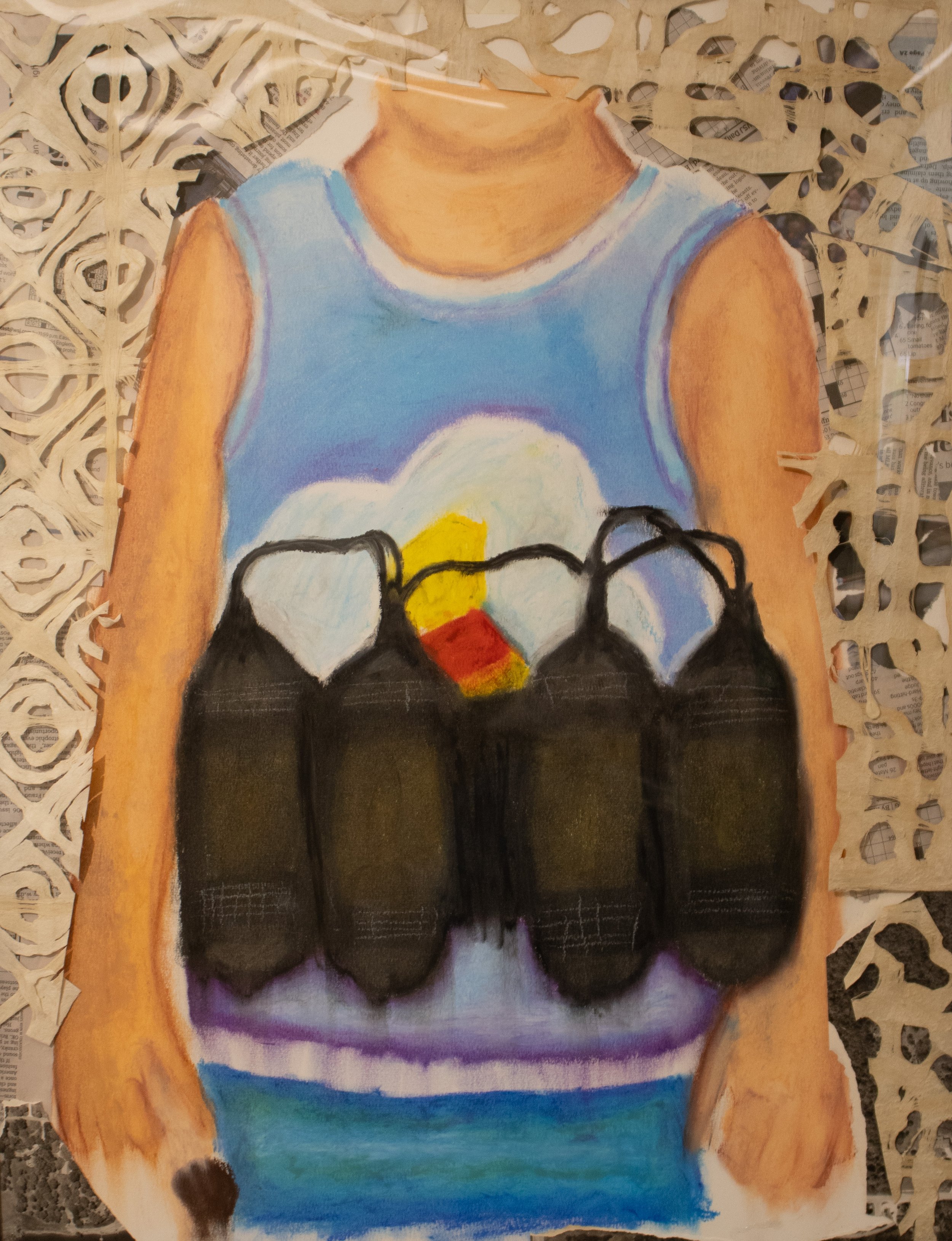 Born to Self-Destruct - Oil pastel/mixed media, $150
