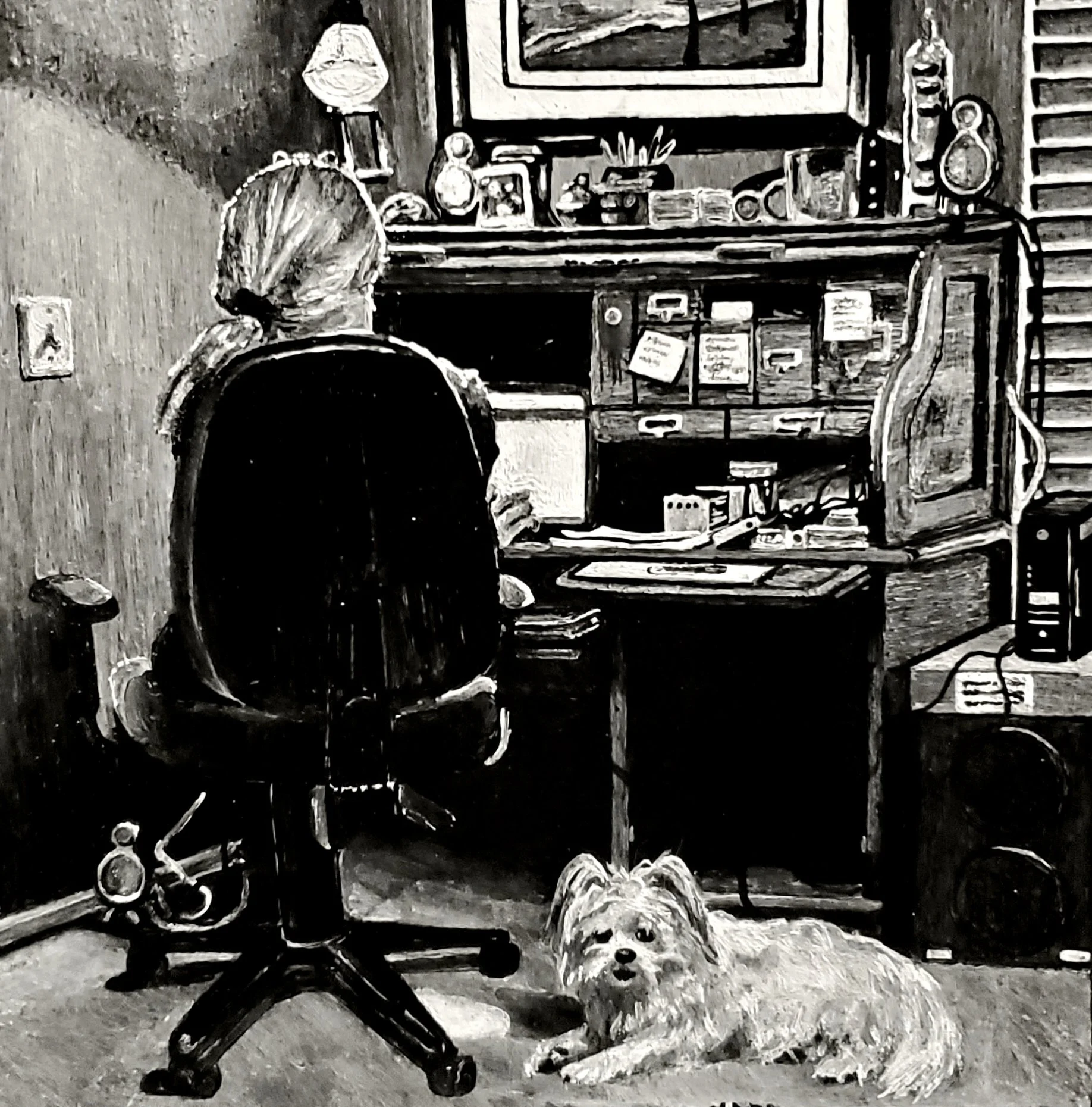 The Computer Room - Jessica Roberts, 8x8, $400