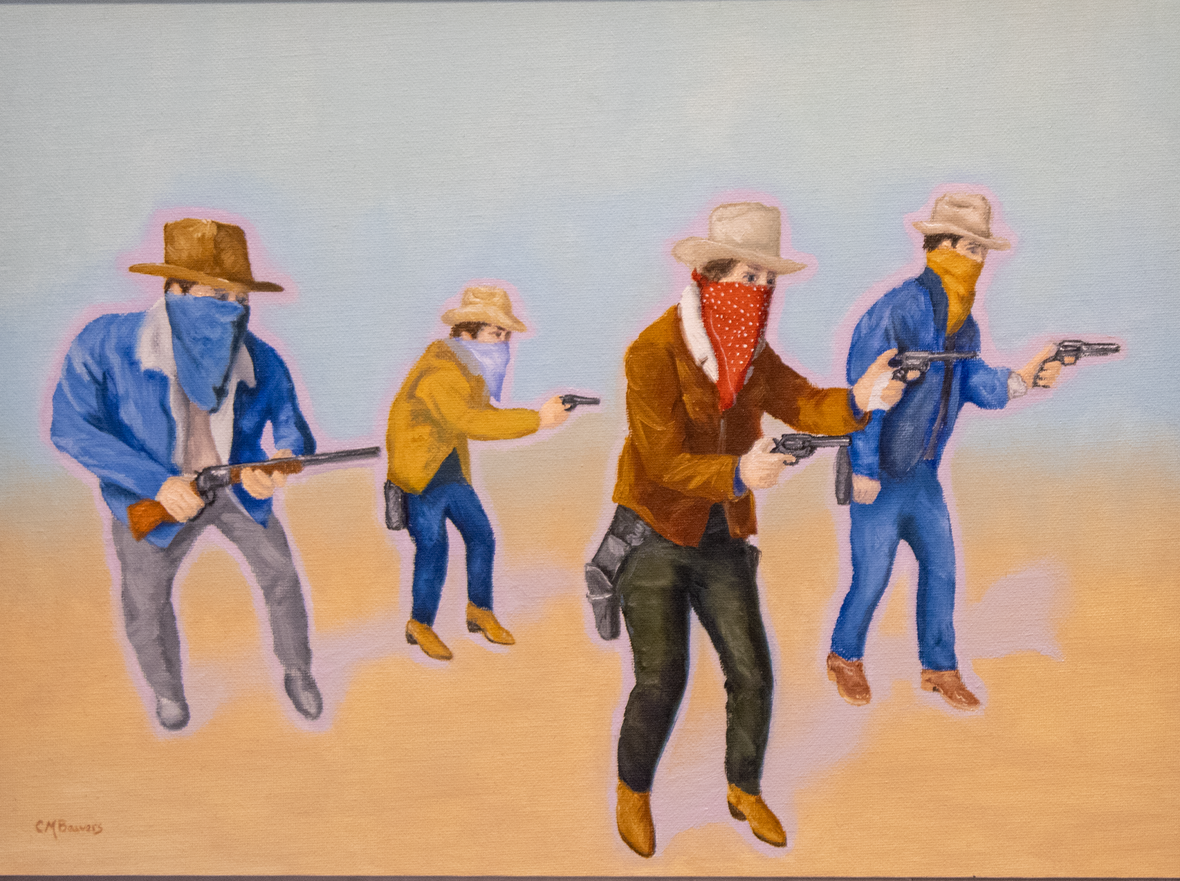 The Gang - Clayton Beavers, oil and acrylic on canvas panel, $200