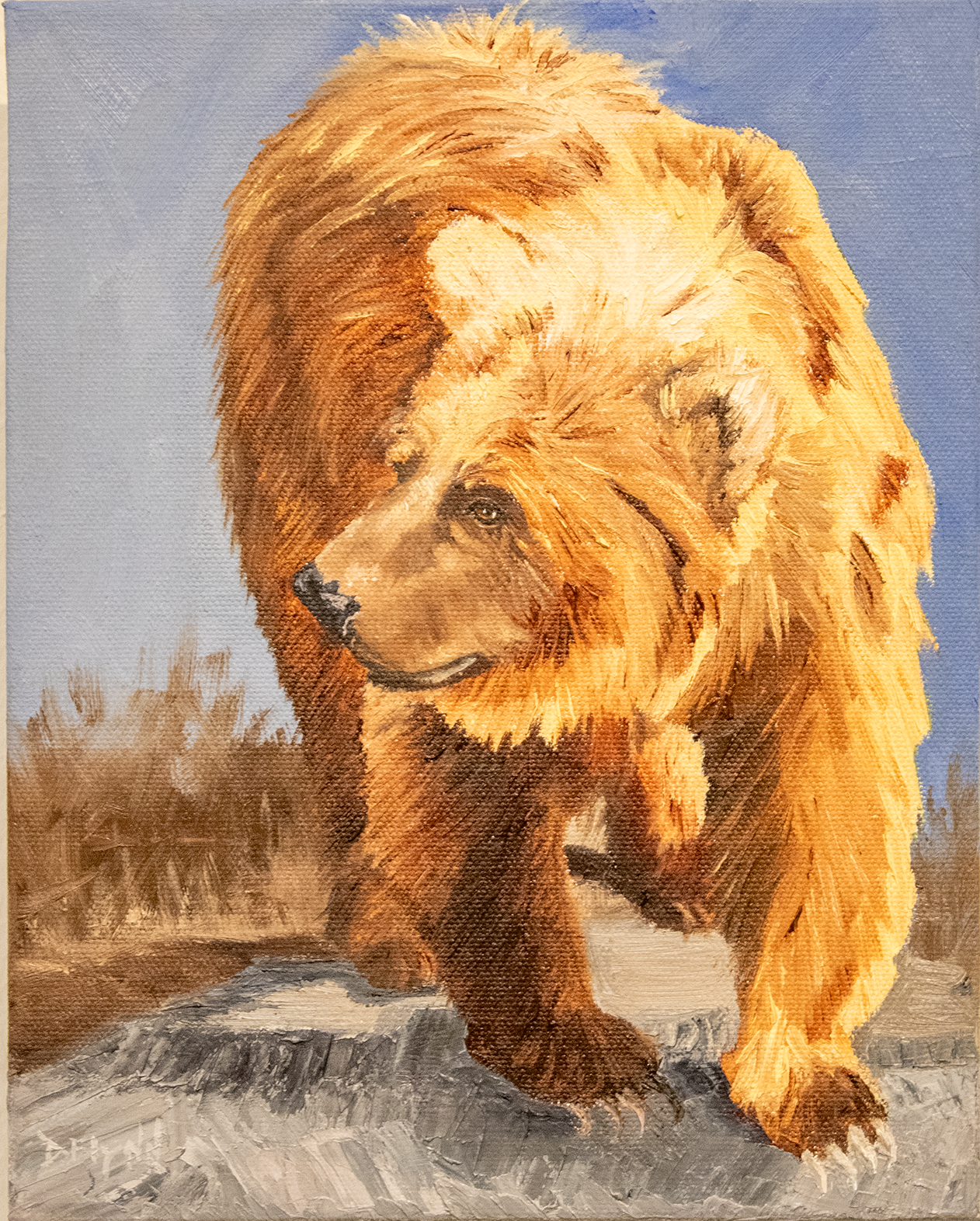 Grizzly Stroll - Debbie Flynn, oil on canvas